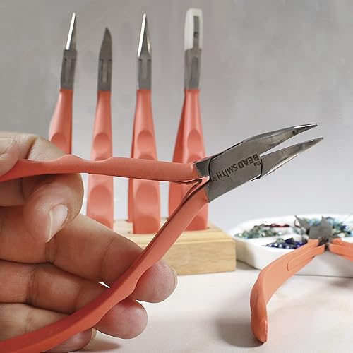 Miniatura 3 de The Beadsmith Alicates de nariz de cadena doblada de tacto satinado, 5.75 pulgadas (5.709 in) con cabeza de acero pulido, cómodas asas de agarre
