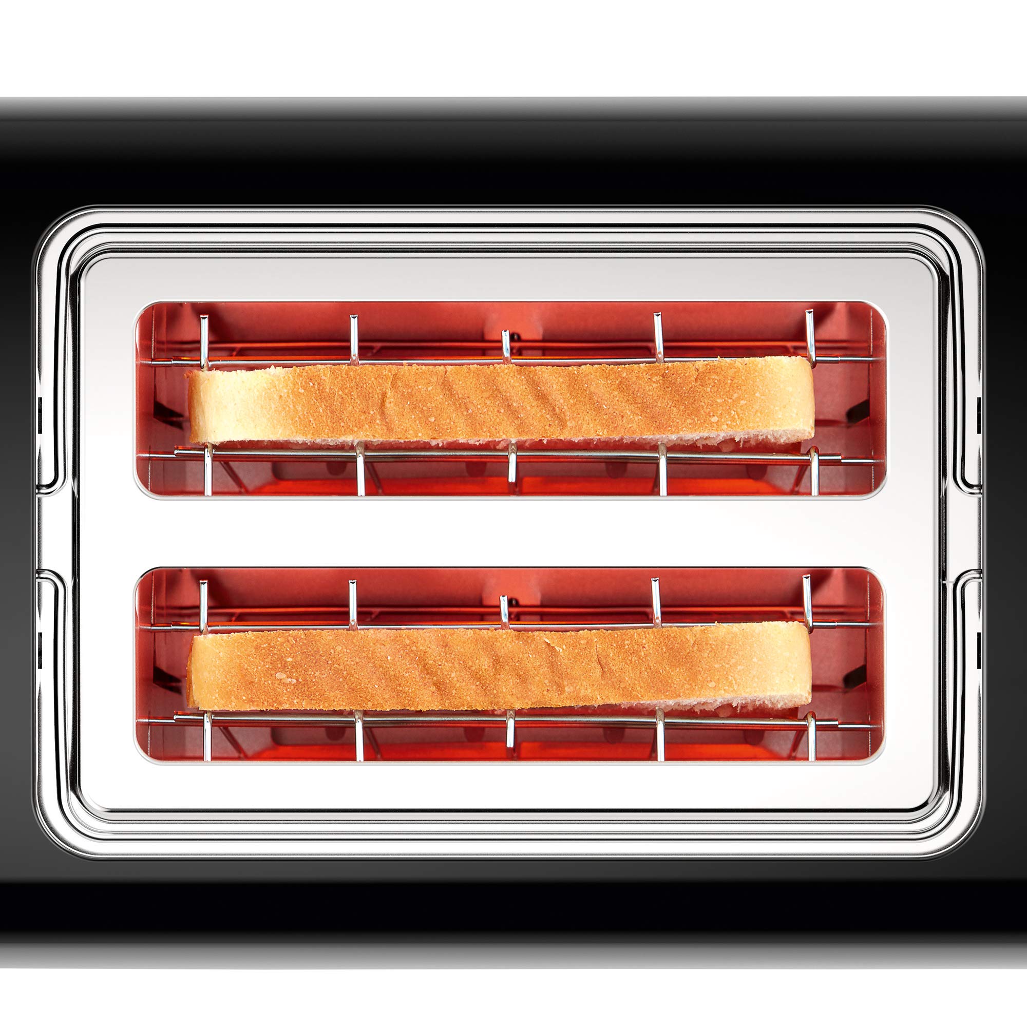 Bosch DesignLine TAT3P423DE Grille-pain compact en acier inoxydable avec arrêt automatique et fonction décongélation, parfait pour 2 tranches de toast, fonction lifting, large, 970 W, noir