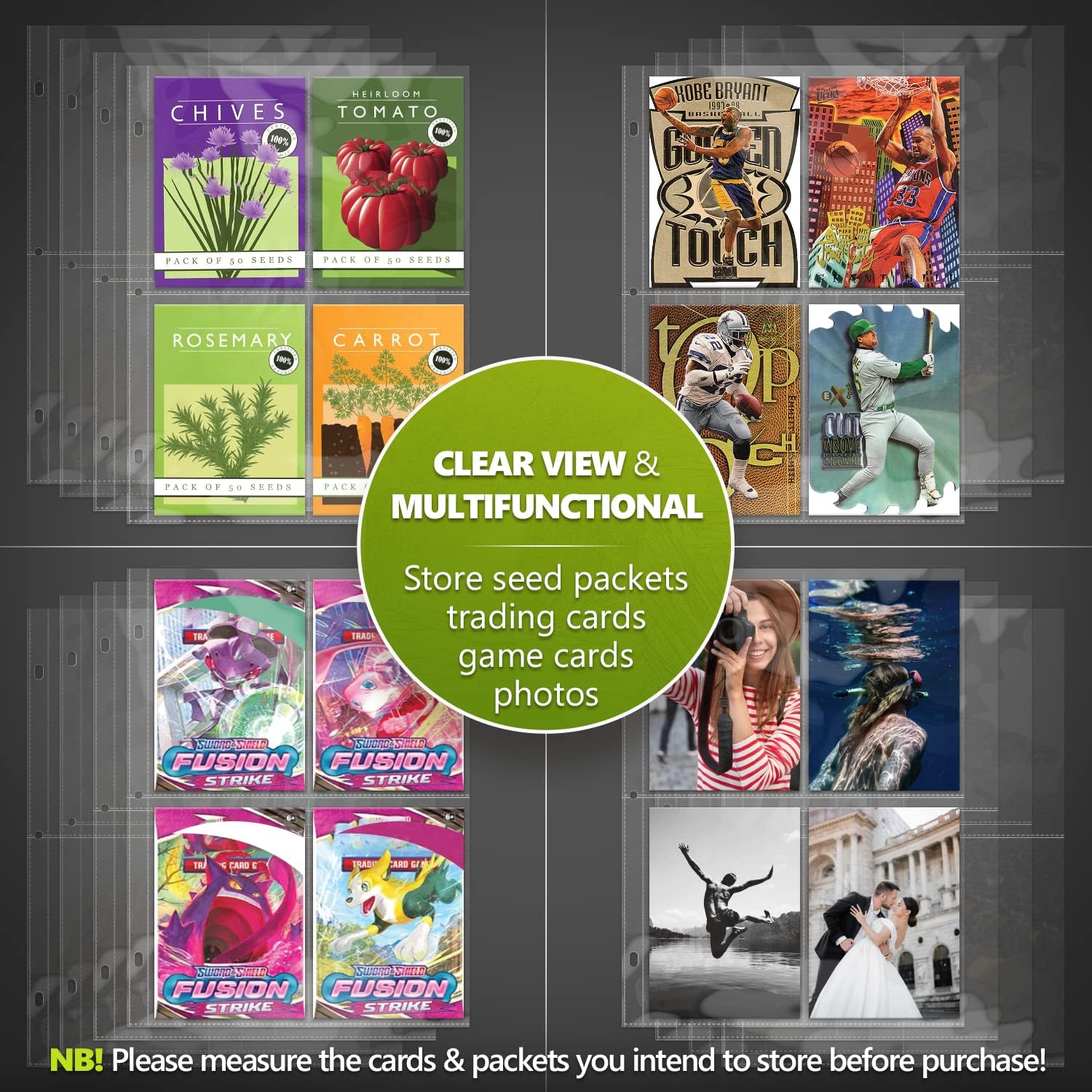 400 Pockets Seed Storage Organizer Sleeves (50 Pack) Slot Size 3.5x5, 4 Pocket Garden Seed Organizer, Clear Sleeves for Seed Packet Storage, Seed Keeper, Seed Organizer Binder - Image 4