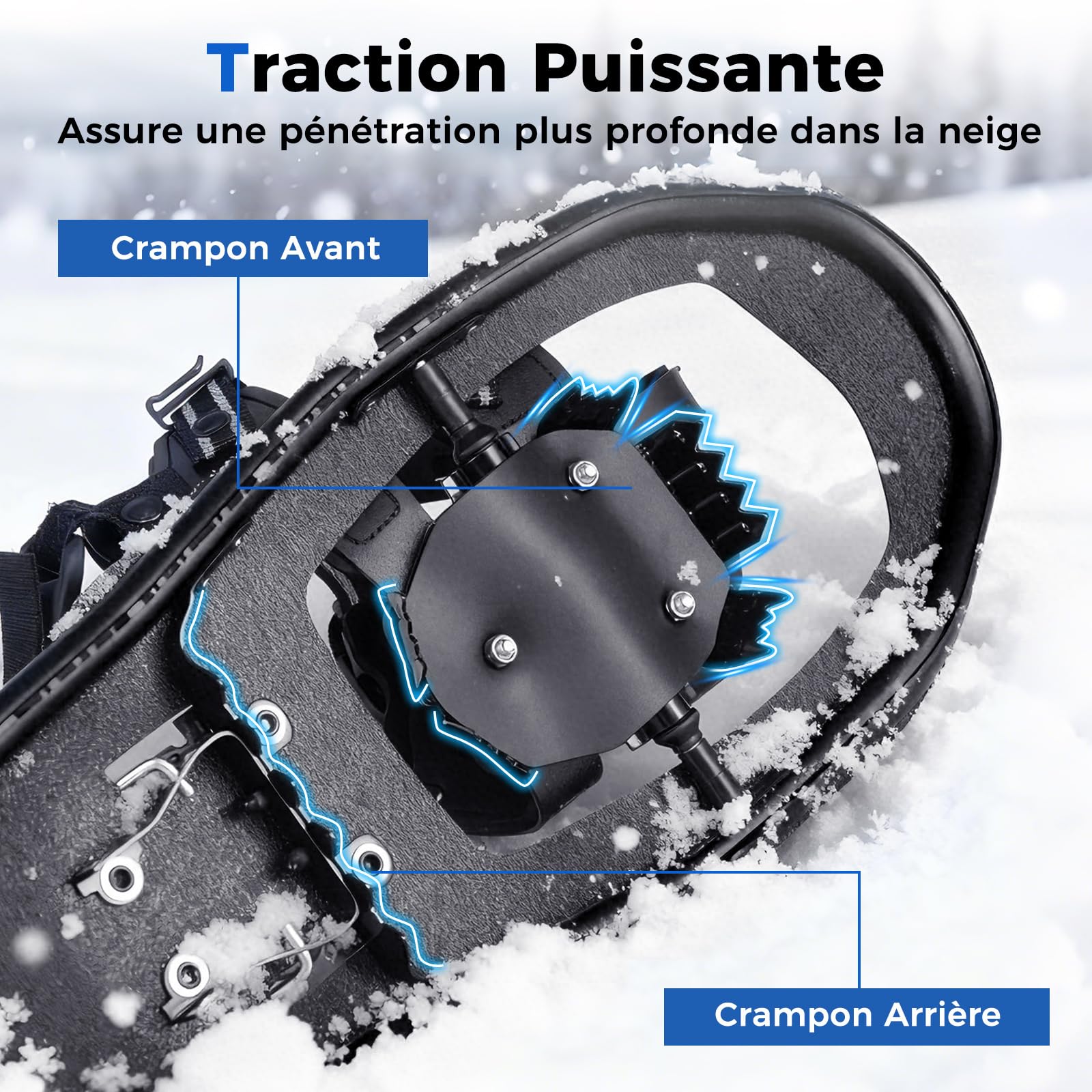 GYMAX Ensemble Raquettes avec Bâtons de Trekking Réglables, Raquettes Tout-Terrain en Aluminium avec Sac de Transport, Paniers à Neige/Boues, pour Hommes, Femmes, Adolescent