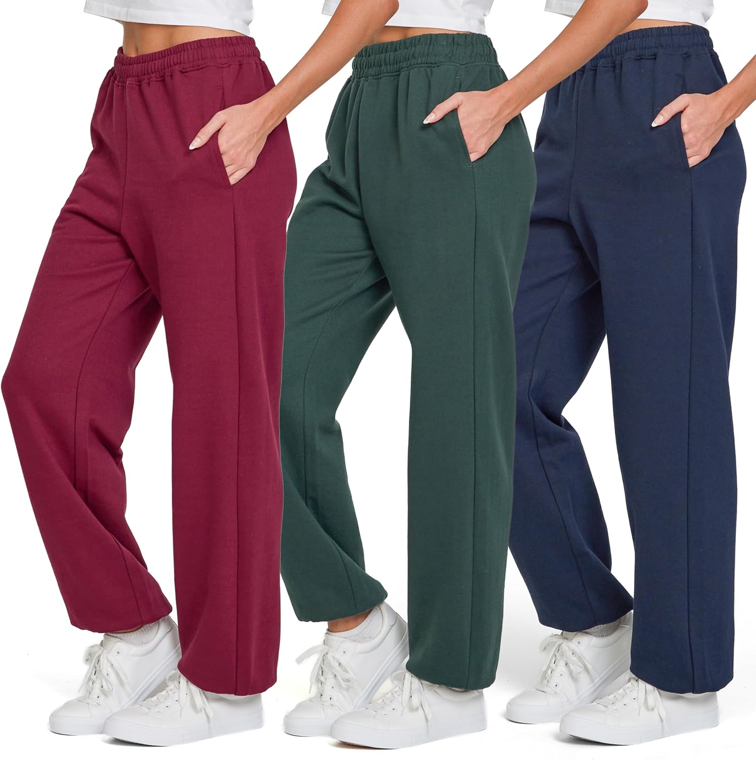 Ultra Performance Womens Joggers Wide Leg 3 Pack Sweatpants Women’s Active Jogger’s Baggy Cinch Bottoms Sweat Pants for Women
