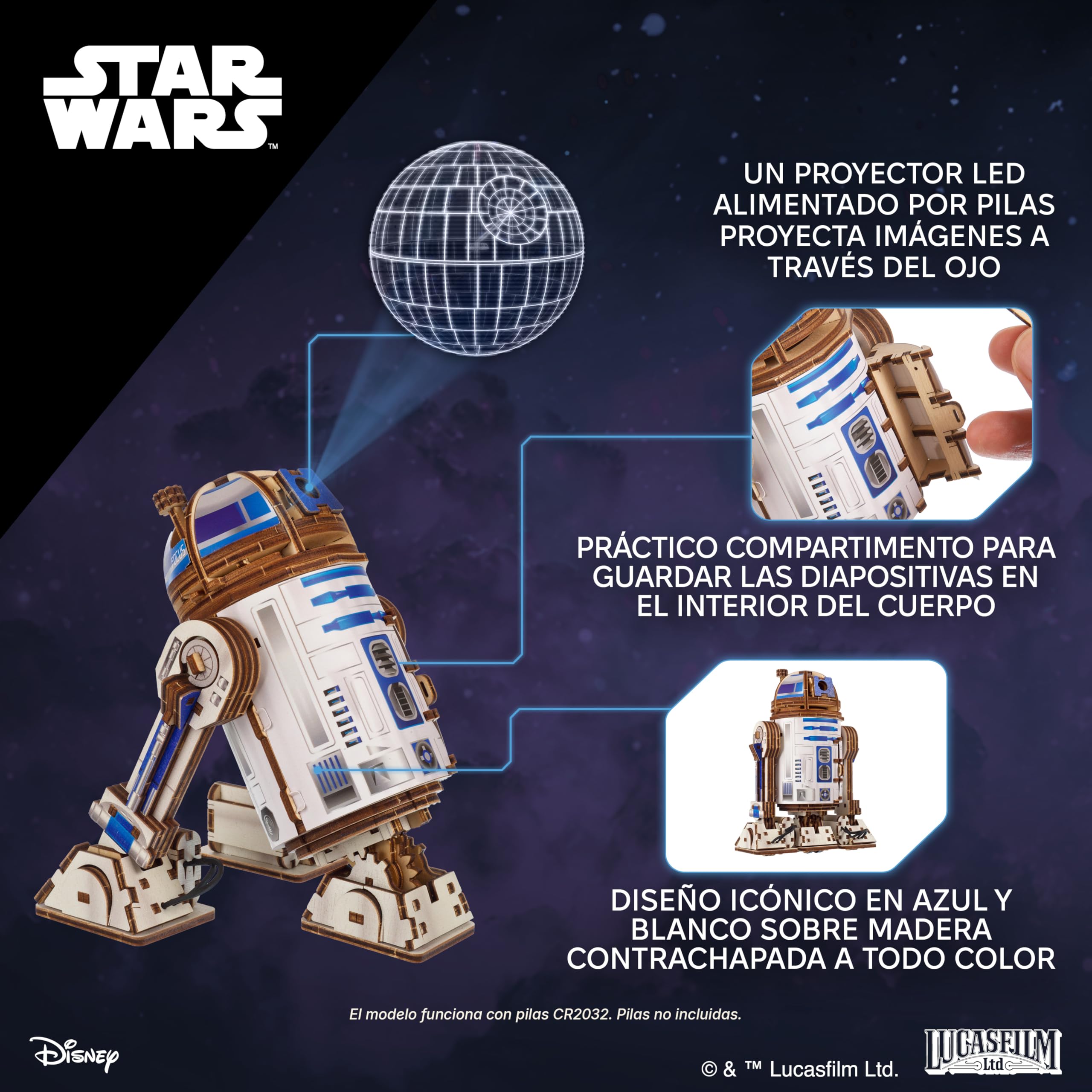 UGEARS Star Wars ™ R2-D2 ™ - Puzzle 3D, maquetas para Construir Adultos, Kit Manualidades Adultos, maquetas para Montar, Puzzle Madera, modelismo, Figuras Star Wars, r2d2 La Guerra de Las Galaxias