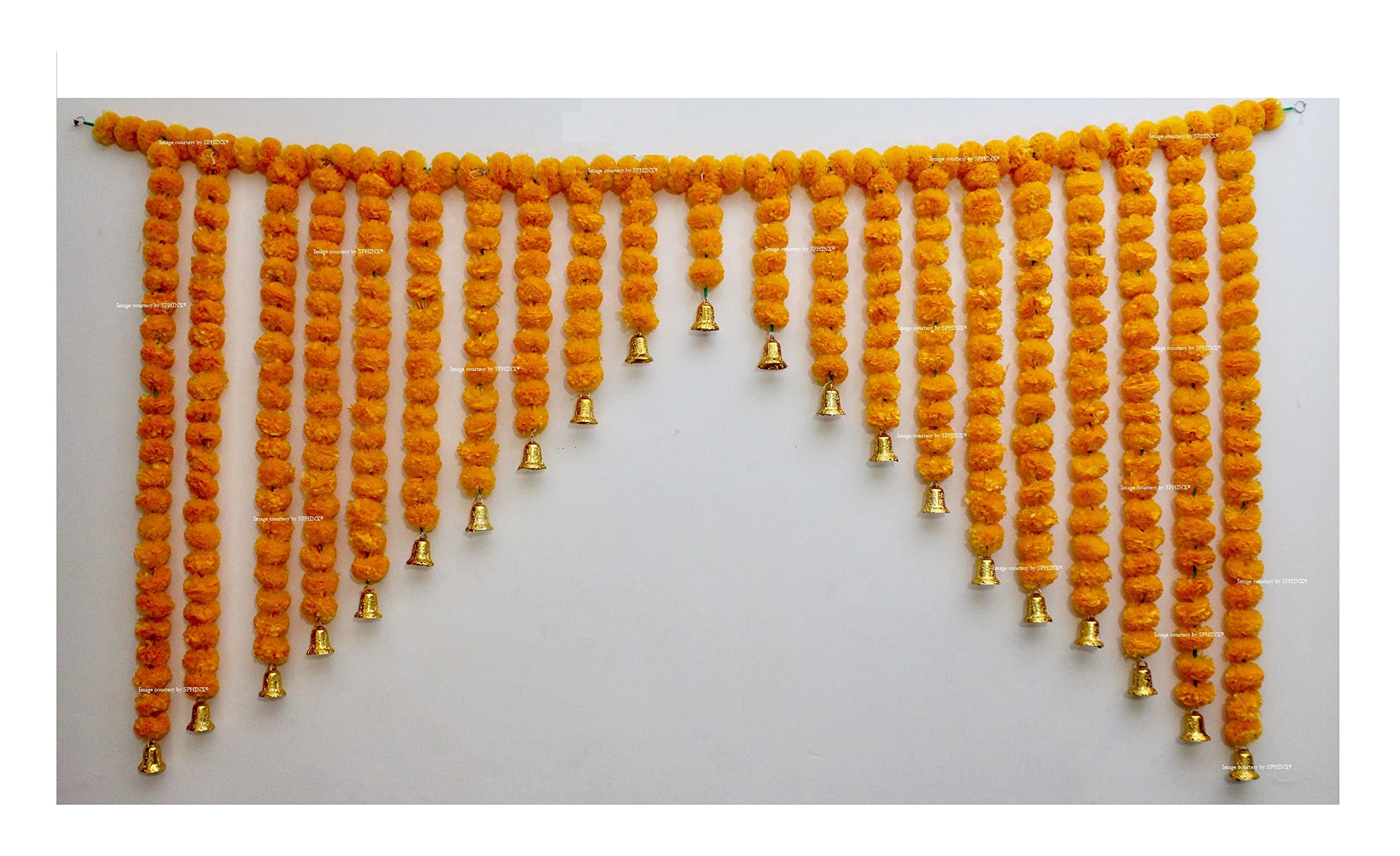 SPHINX ARTIFICIAL MARIGOLD FLUFFY FLOWERS GRAND ENTRANCE/SHAMIYANA/MANDAP TORAN FOR DECORATION – APPROX. 6 X 4 FT – LIGHT ORANGE