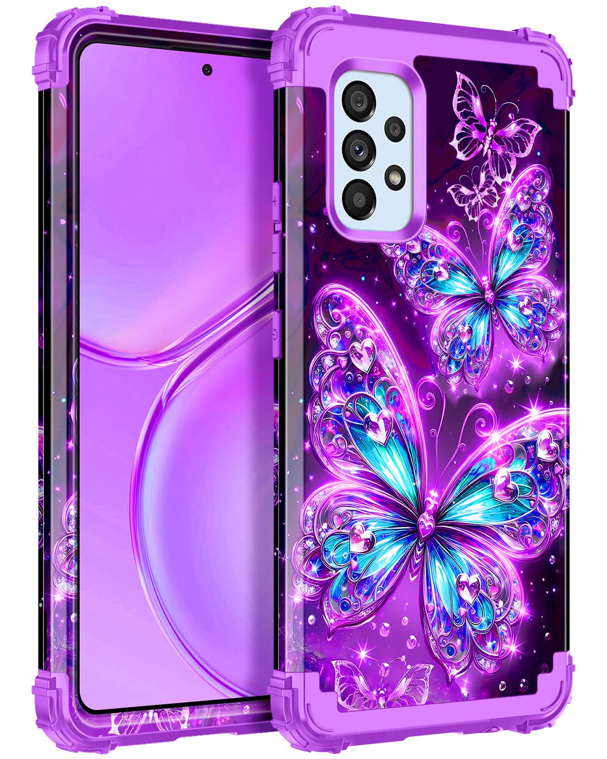 Casetego for Galaxy A53 5G Case,Glow in The Dark Three Layer Heavy Duty Sturdy Shockproof Full Protection Rugged Hard PC+Soft TPU Bumper Case for