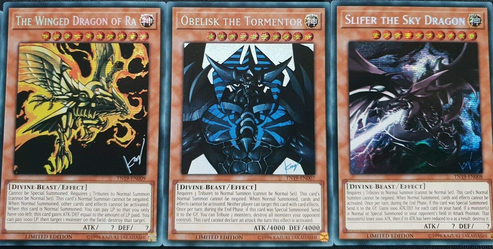 *Prismatic Secret Rare* ALL 3 YuGiOh! Legendary Egyptian GOD Cards