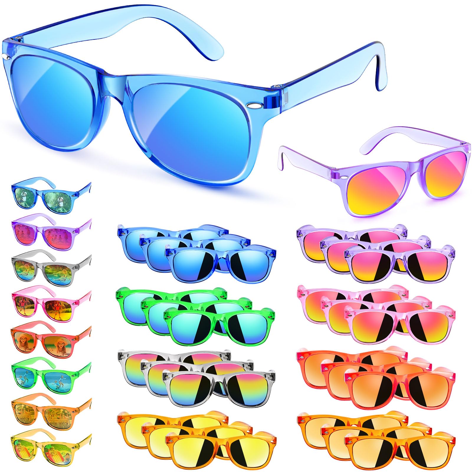Kids Sunglasses Bulk Party Favors - 24 Packs Boys Girls Sunglasses for Kids Age 3-8 with UV 400 Protection, Neon Sunglasses for Kids Birthday Party