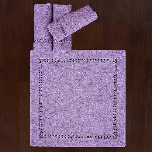 Miniatura 10 de Solid Farmhouse - Camino de mesa rústico con dobladillo cosido lavanda lila morado claro (14 x 90 pulgadas)