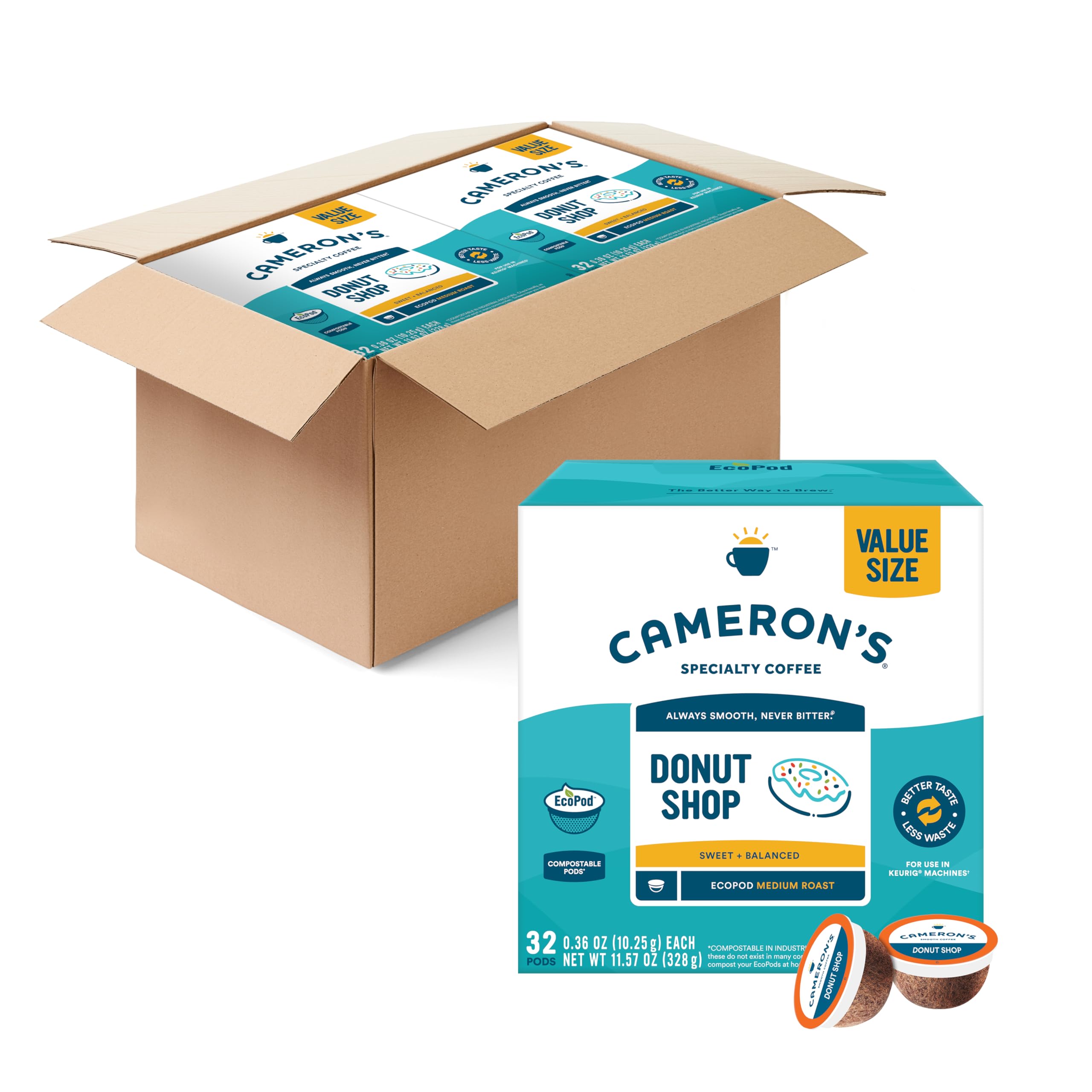 Snapklik.com : Camerons Coffee Single Serve Pods, Donut Shop, 128 Count