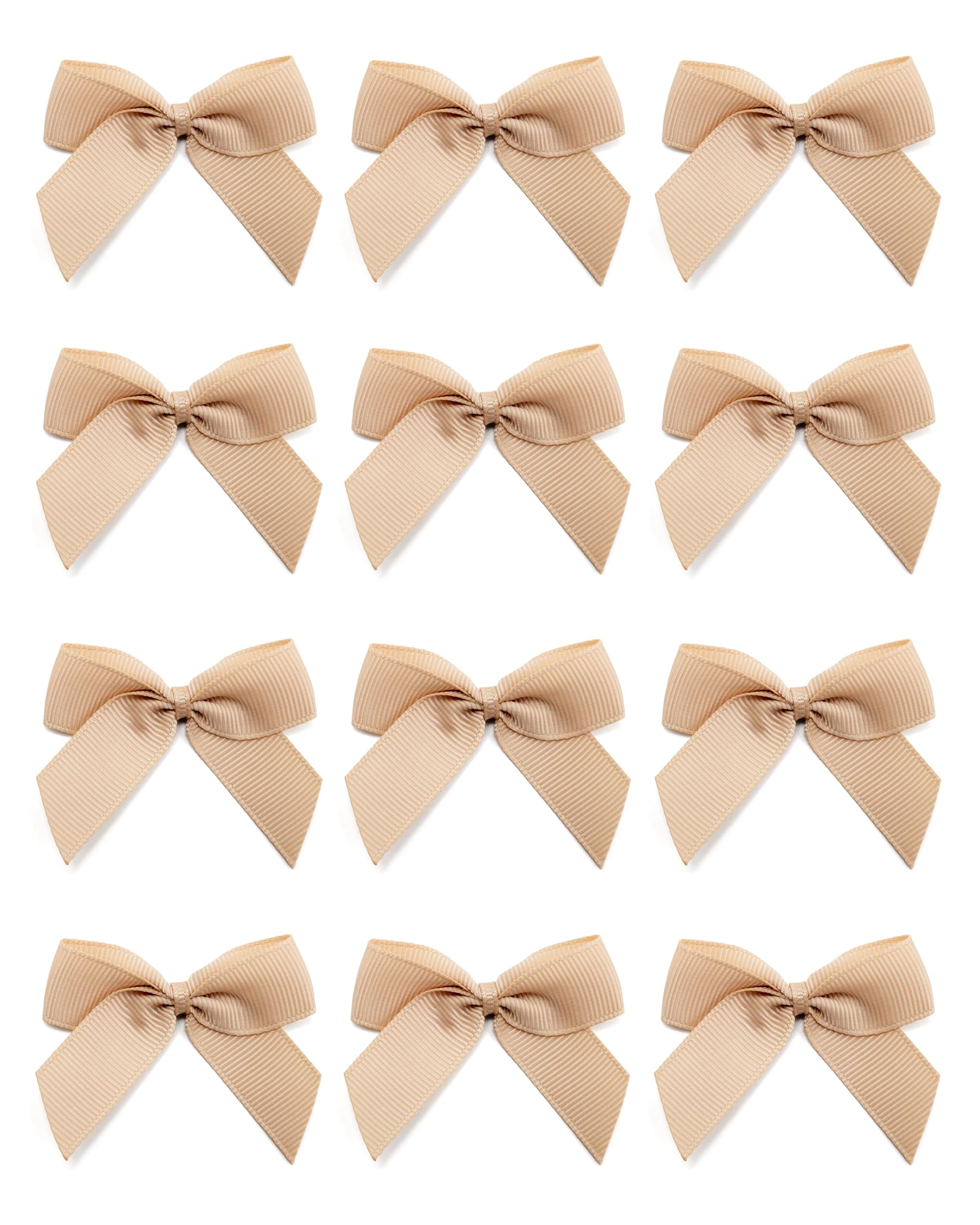Italian Options Champagne Small Grosgrain Ribbon Bows, Self Adhesive Bows For Crafting, Gifts, Sewing, Hair Bow, Wedding Stationery, Floristry, Cakes, Crafts, Decorations, 12 Pack, 5Cm