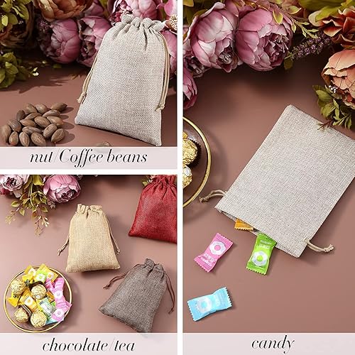 Miniatura 5 de 50 bolsas de regalo pequeñas de arpillera con cordón para regalos de boda, fiesta de cumpleaños, Navidad, manualidades, suministros para el hogar