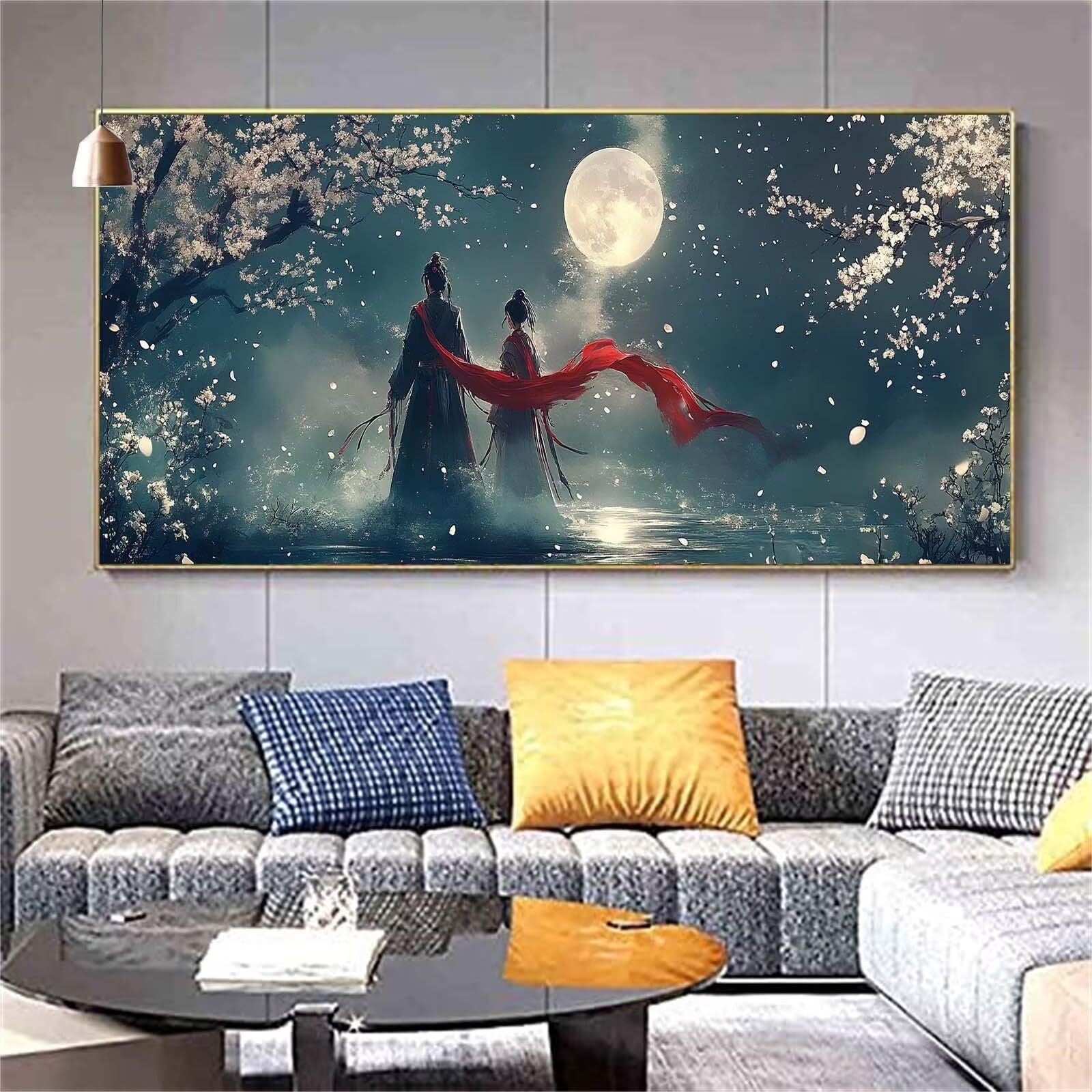 Diamond Painting Couple Diamond Painting Adulte Lune Diamant Painting Enfant,DIY Peinture Diamant Broderie Kit Complet Diamant Art Set Tableau Perle Decoration Maison Idee Cadeau Femme 90x180cm Z593