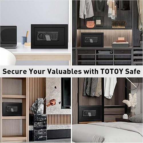 Miniatura 7 de TOTOY Caja de seguridad personal pequeña de 0.5 pies cúbicos con sensor de luz, teclado electrónico de seguridad, construcción de acero oculta con