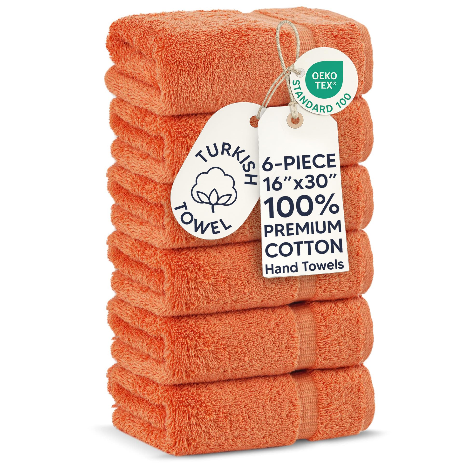 Chakir Turkish Linens | Hotel & Spa Quality 100% Cotton Premium Turkish Towels | Soft & Absorbent (6-Piece Hand Towels, Coral)