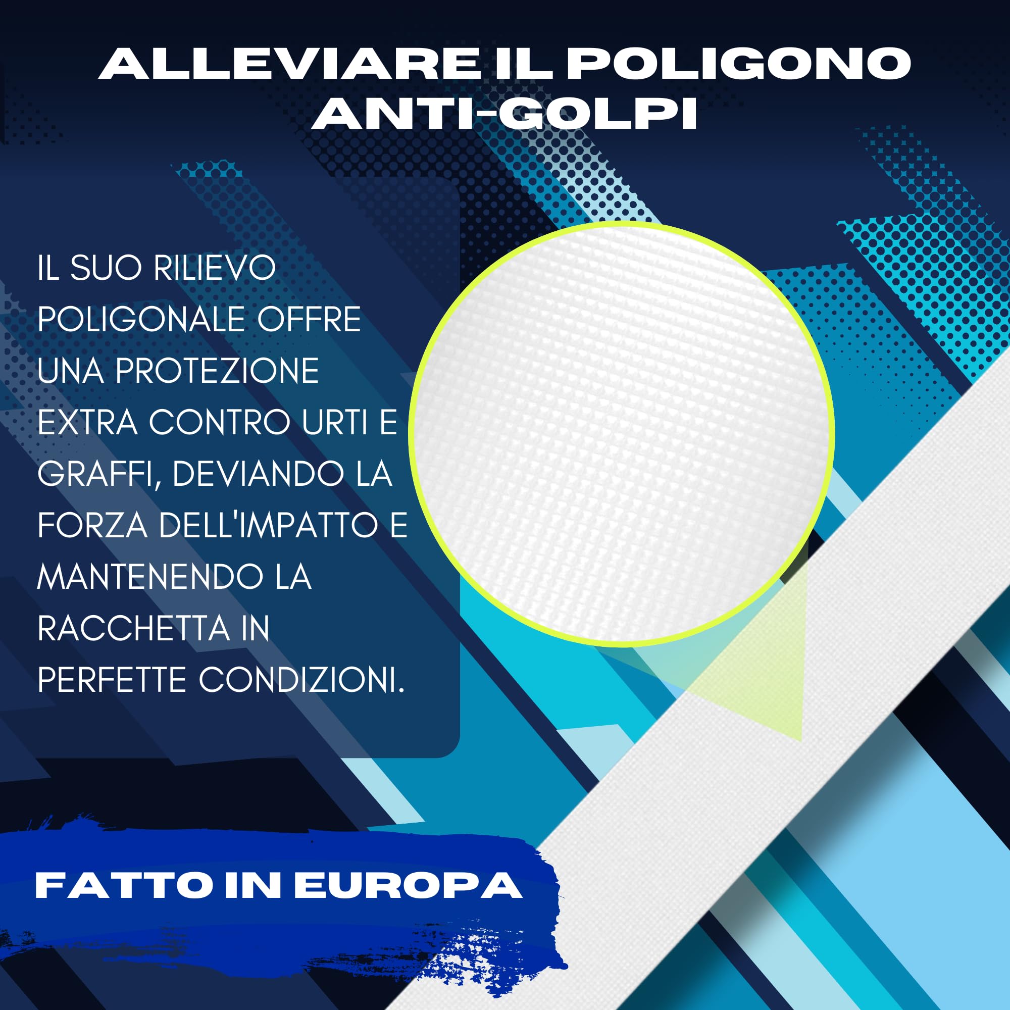 Ph Pro Heat Protezione Racchetta Padel Transparente Ruvido - Protettore Racchetta Multigranulato, Resistente - Paracolpi Padel Facile da Applicare e Adattabile 35x370mm.