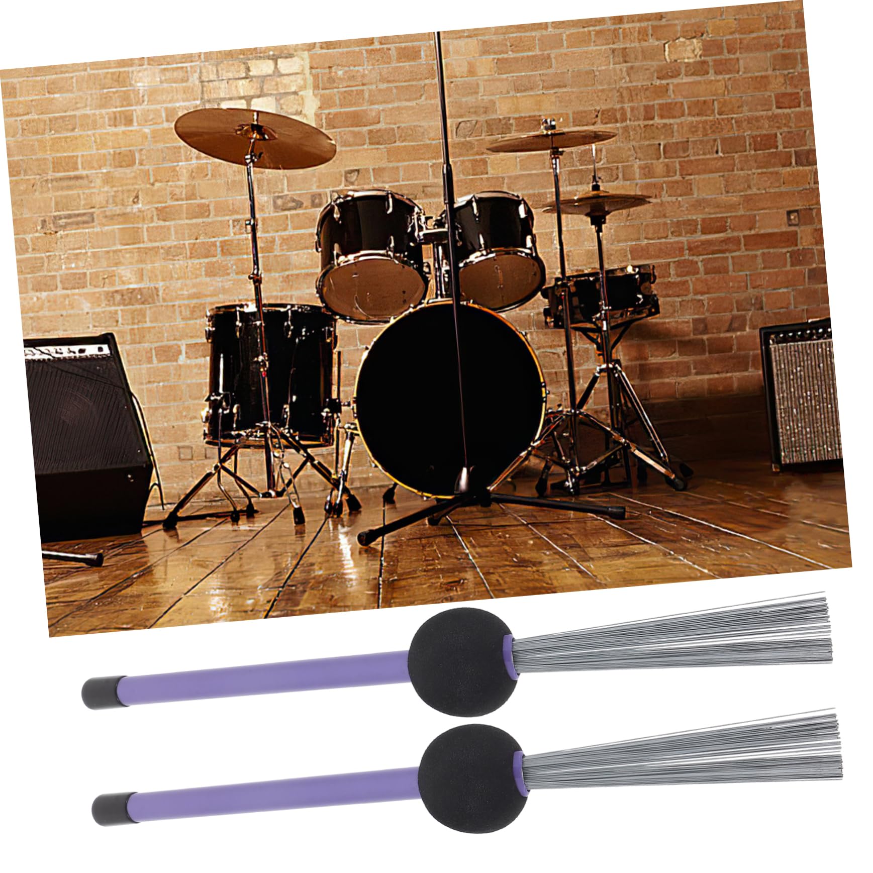 ibasenice Drum Mallet Drummer Accessories 2pcs Drum Brush Steel Wire Brush Set for Percussion