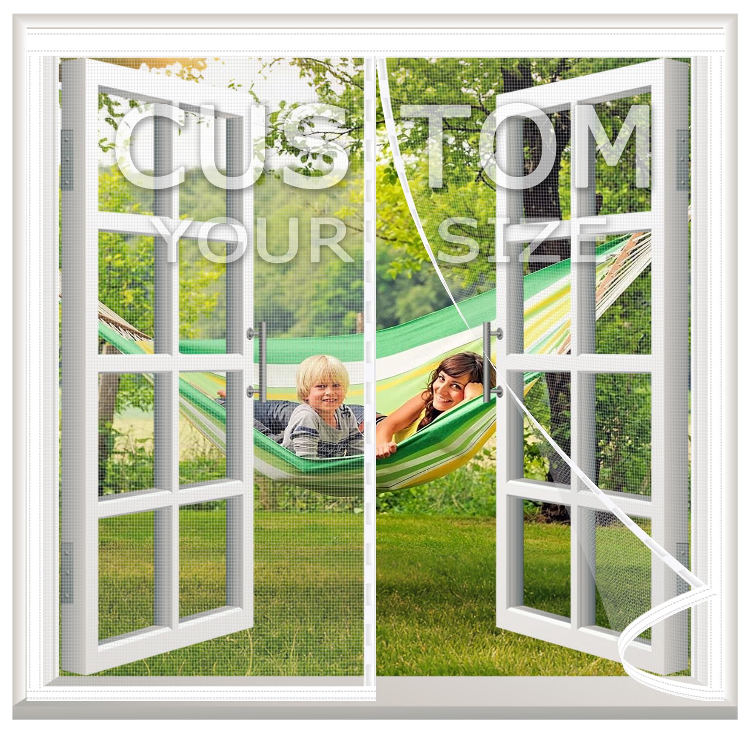 Custom Size Magnetic Window Screen – Tailored to Your Exact Window Frame Dimensions – DIY No-Drill Installation, Self-Sealing Mesh for Patio, Sliding & French Windows – Keep Bugs Out Naturally