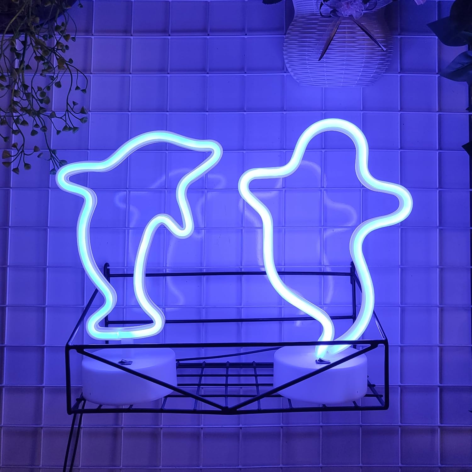 JYWJ Dolphin LED Neon Signs With Holder Base Desktop Wall Decoration Light image 5