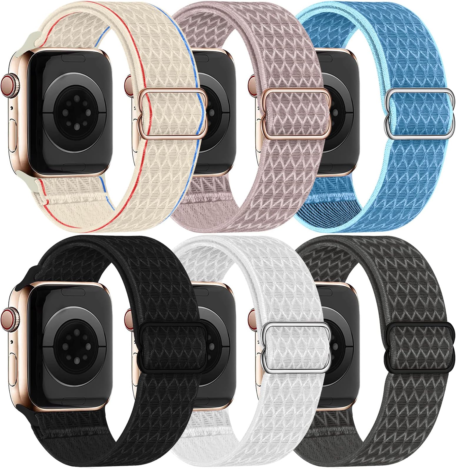 Apple Watch Series 3 42mm Armband Charlam 6 pack Elastisch Loop Armband Kompatibel mit Apple Watch 44mm