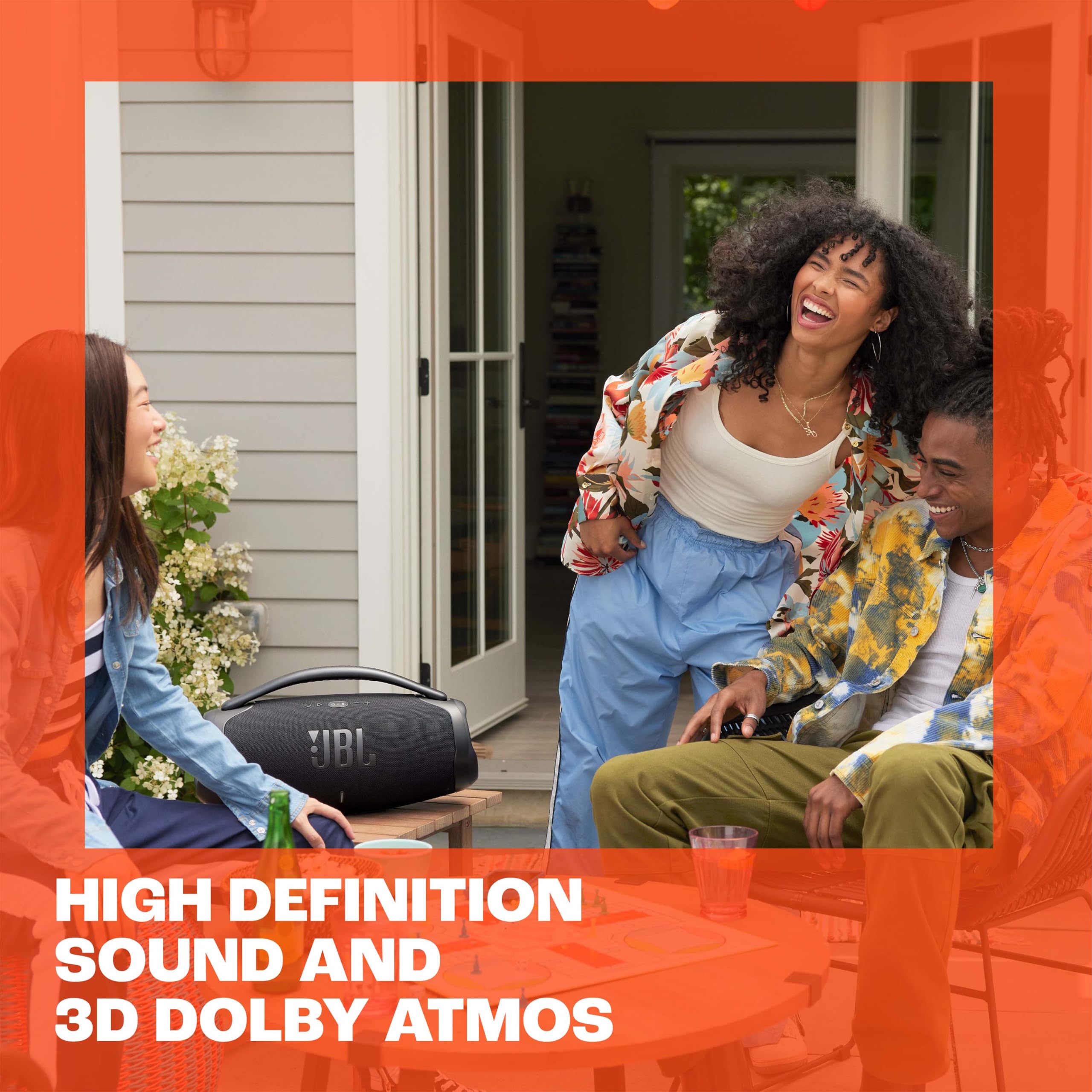 JBL Boombox 3 Wi-Fi Speaker Wireless, Cassa Altoparlante Portatile con Bassi Profondi, Bluetooth e Wi-Fi Integrato, Impermeabile IP67, App JBL One, 3D Dolby Atmos, fino a 24 Ore di Autonomia, Nero