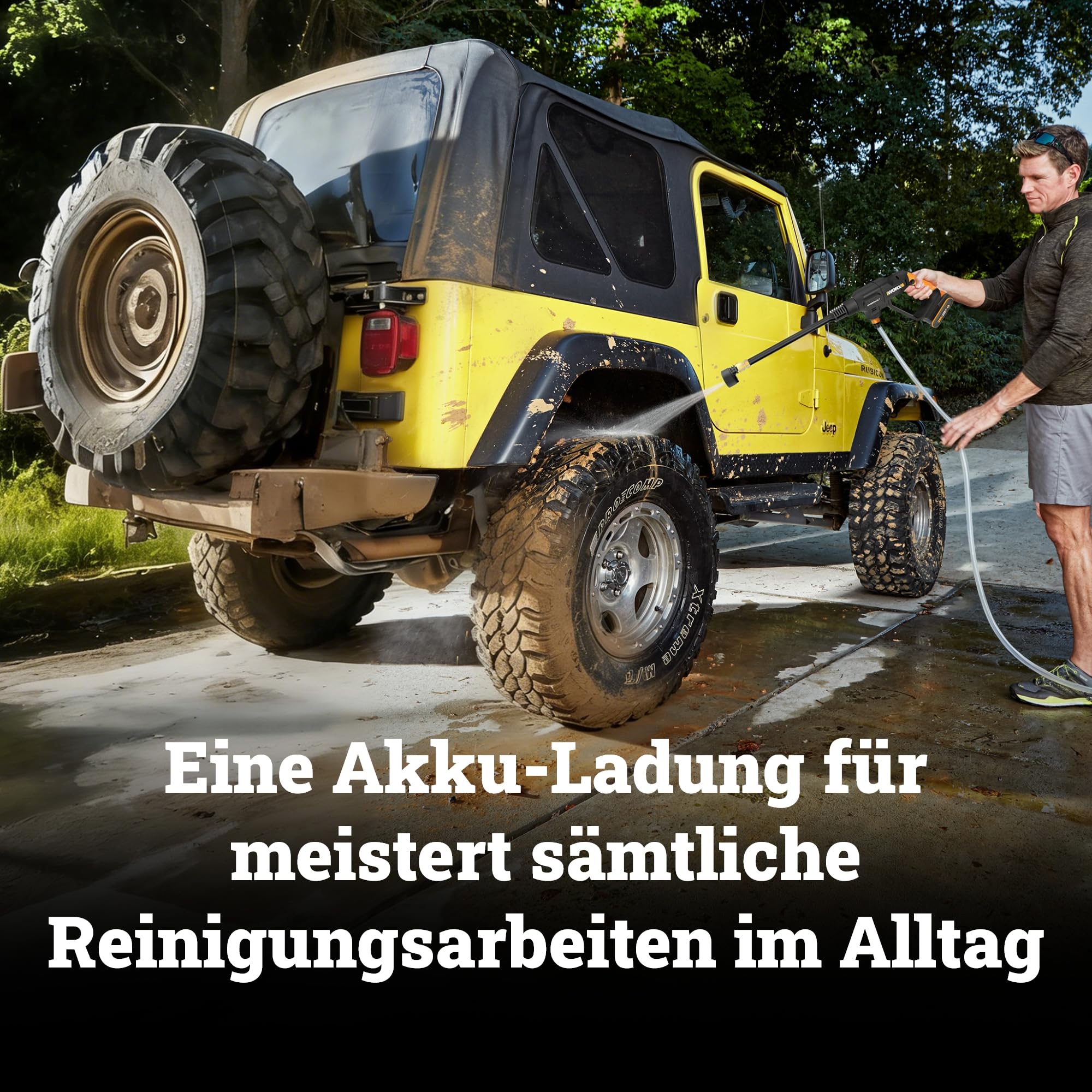 WORX WG621E Akku Hochdruckreiniger 20V, 24 bar, 185 l/h, selbstansaugend, 5 Sprühmodi Dank 5-in-1 Düse, 5m Schlauch (inkl. 2Ah Akku & Ladegerät)