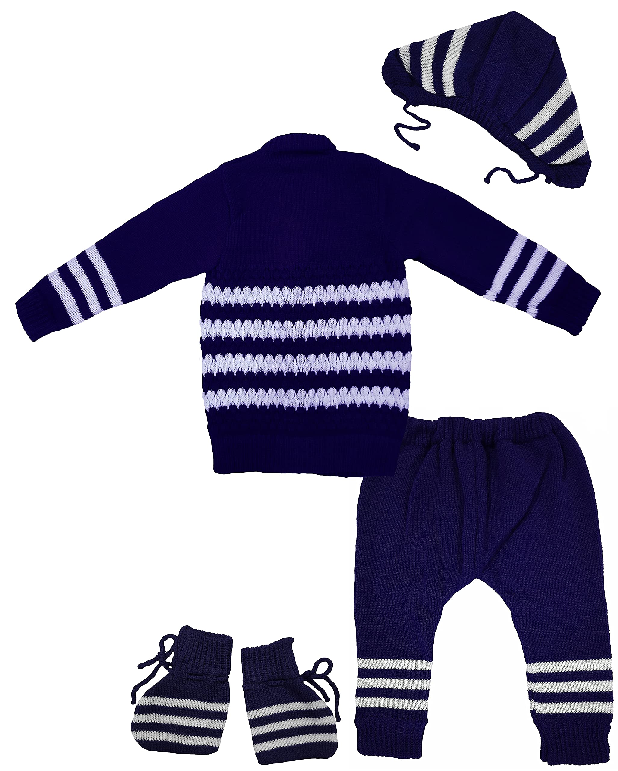 Lollipop Baby Girl's Wool Round Neck Sweater Set (Lollipop_Full_Sweater set_Dark Blue_0-3 Months) 2