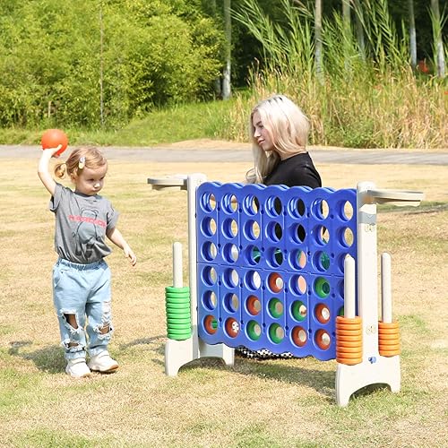 Miniatura 7 de SDADI Juego gigante 4 en una fila para niños y adultos, juego de plástico sin BPA para interiores y exteriores, perfecto para fiestas de vacaciones
