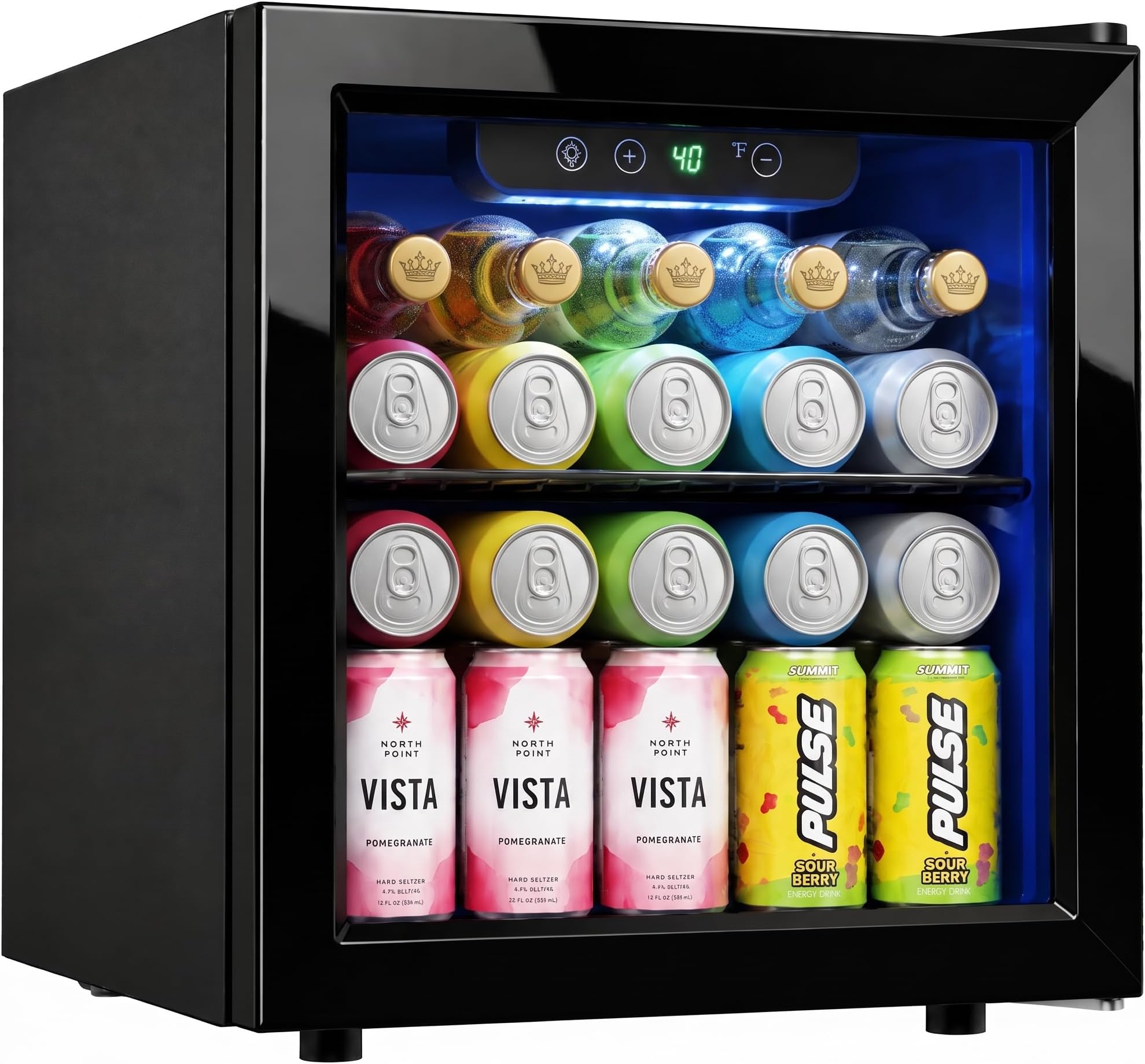 Icyglee 48 Can Mini Fridge, 1.3 Cu.Ft Beverage Refrigerator Cooler, Black