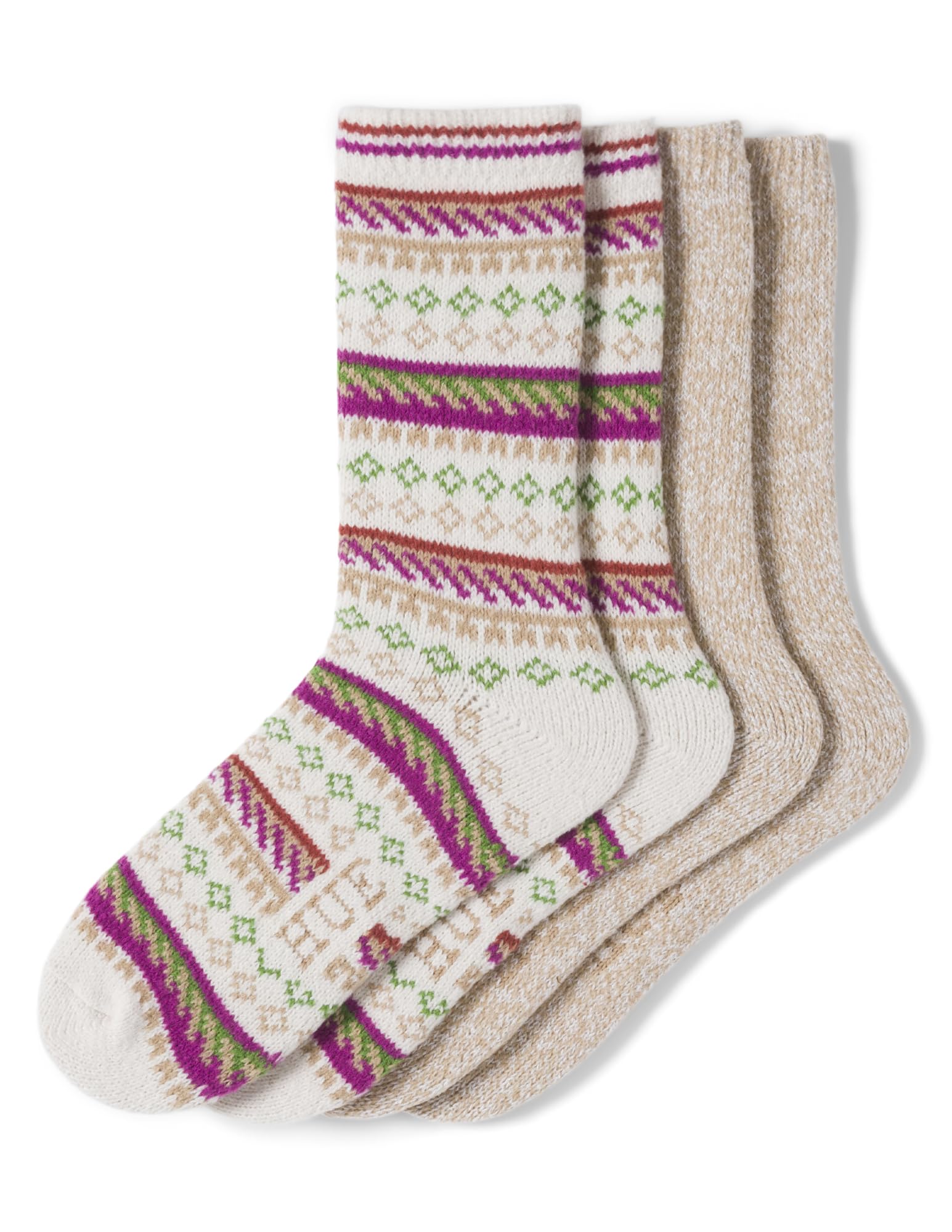 HUE womens Crew Length Boot Socks, 2 Pair Pack