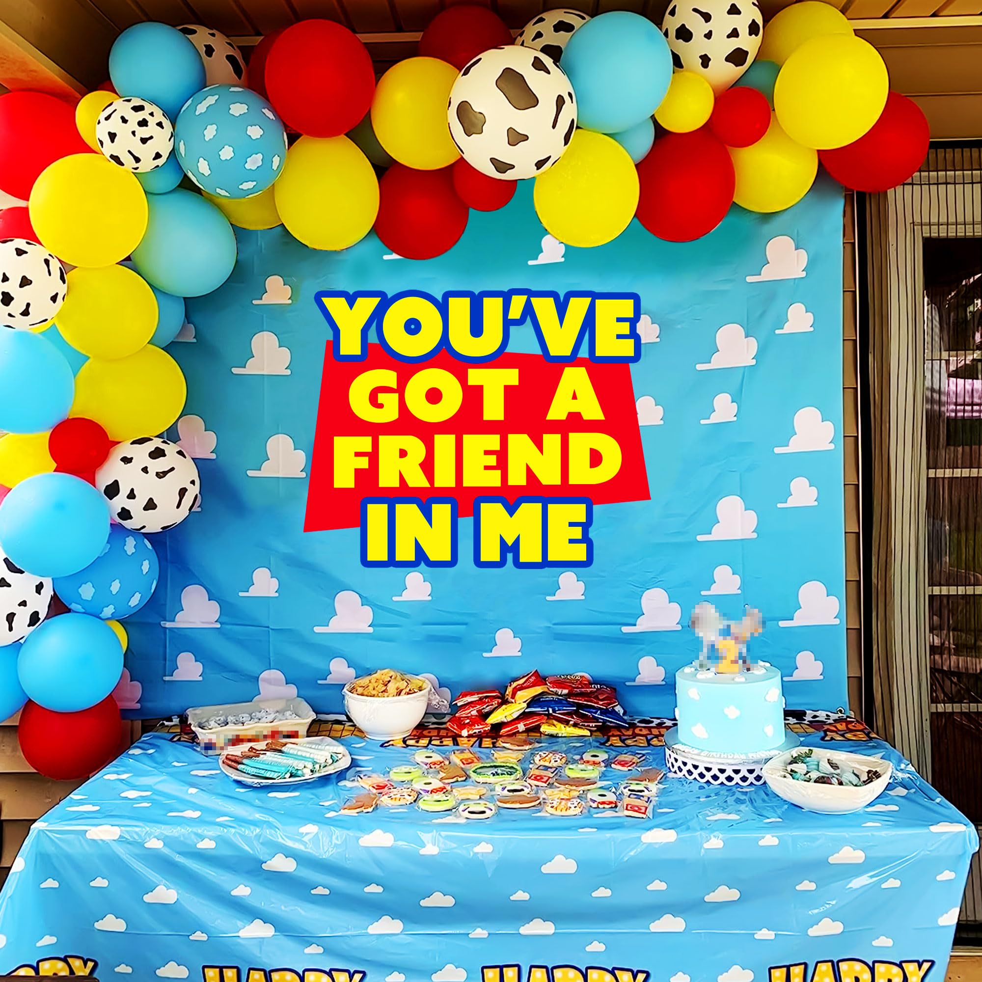 LaVenty You've Got A Friend in Me Banner Backdrop Cartoon Story Party Decorations Friend Birthday Party Supplies Garland Backdrop for Boy Birthday