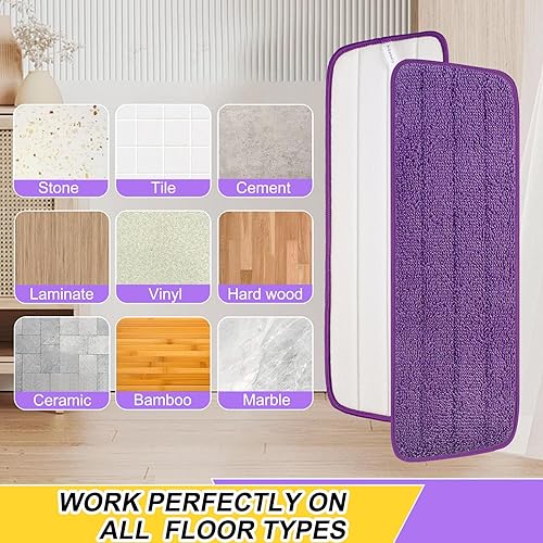 Miniatura 9 de Juego de 3 cabezales de repuesto de trapeador de microfibra para mopas húmedas y secas, repuestos de repuesto reutilizables para el sistema de