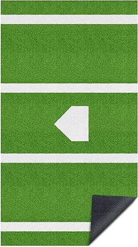 ZivPlay Alfombrilla de bateo de béisbol de 12 x 6 pies, tamaño reglamentario, con placa de casa y césped antidecoloración para entrenamiento de