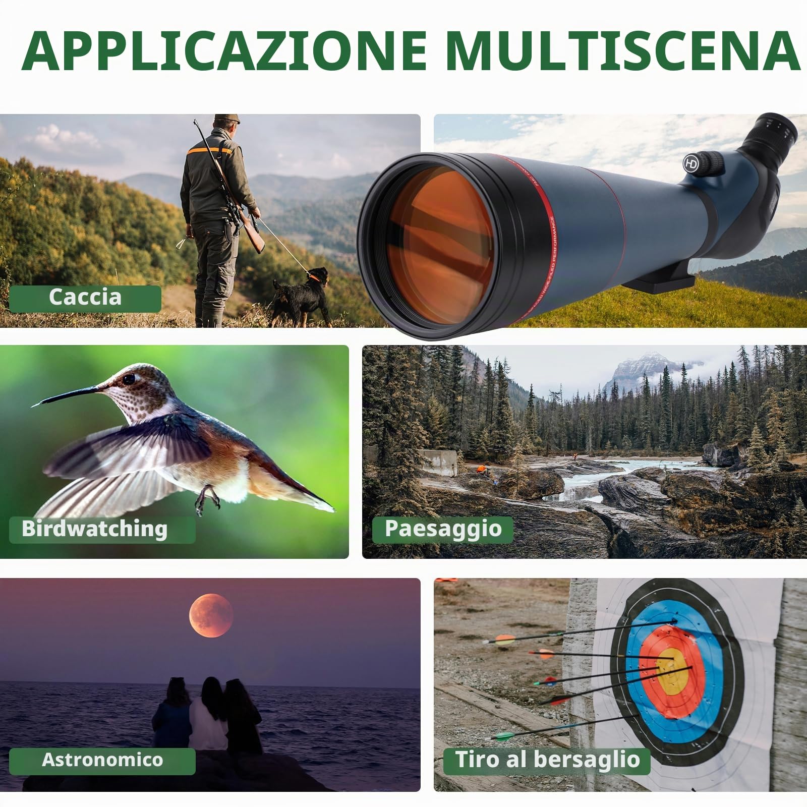 Cannocchiale BOSSDUN 25-75x70 Con Treppiede, Adattatore Per Smartphone, Borsa E Impermeabile - Per Caccia, Birdwatching E Tiro A Segno