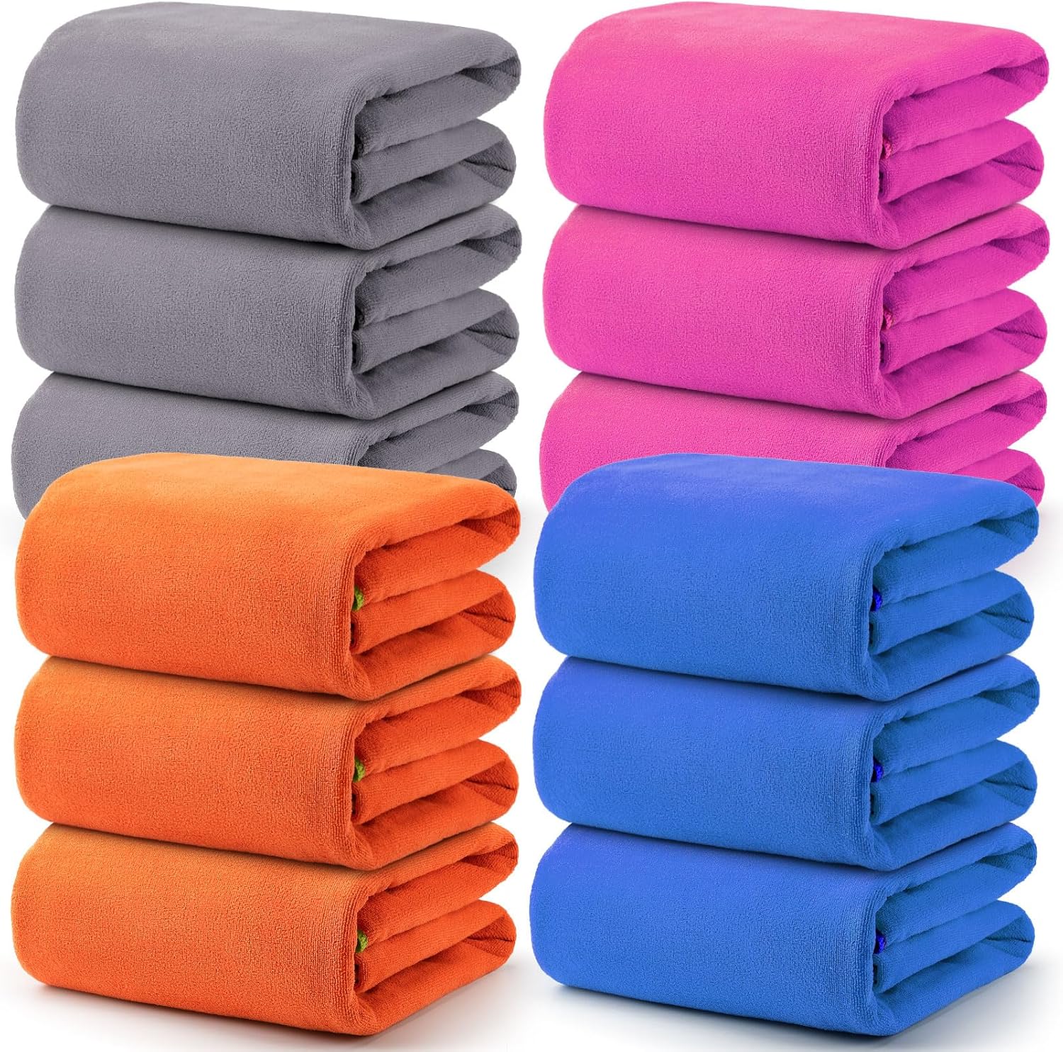 Oudain 12 Pcs Oversized Microfiber Bath Towel Set Extra Large Big Bath Pool Towel