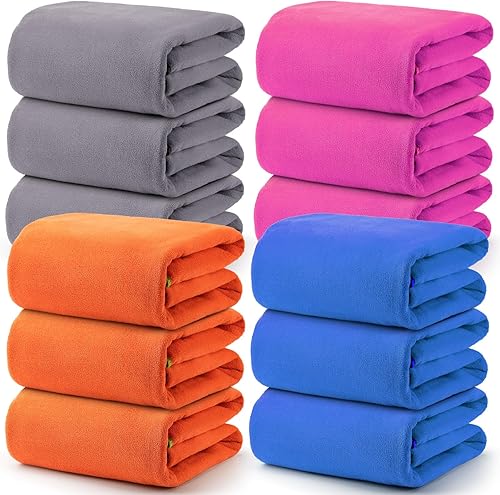 Oudain Juego de 12 toallas de baño de microfibra de gran tamaño, extra grandes, toallas de baño grandes para piscina, altamente absorbentes, suaves,