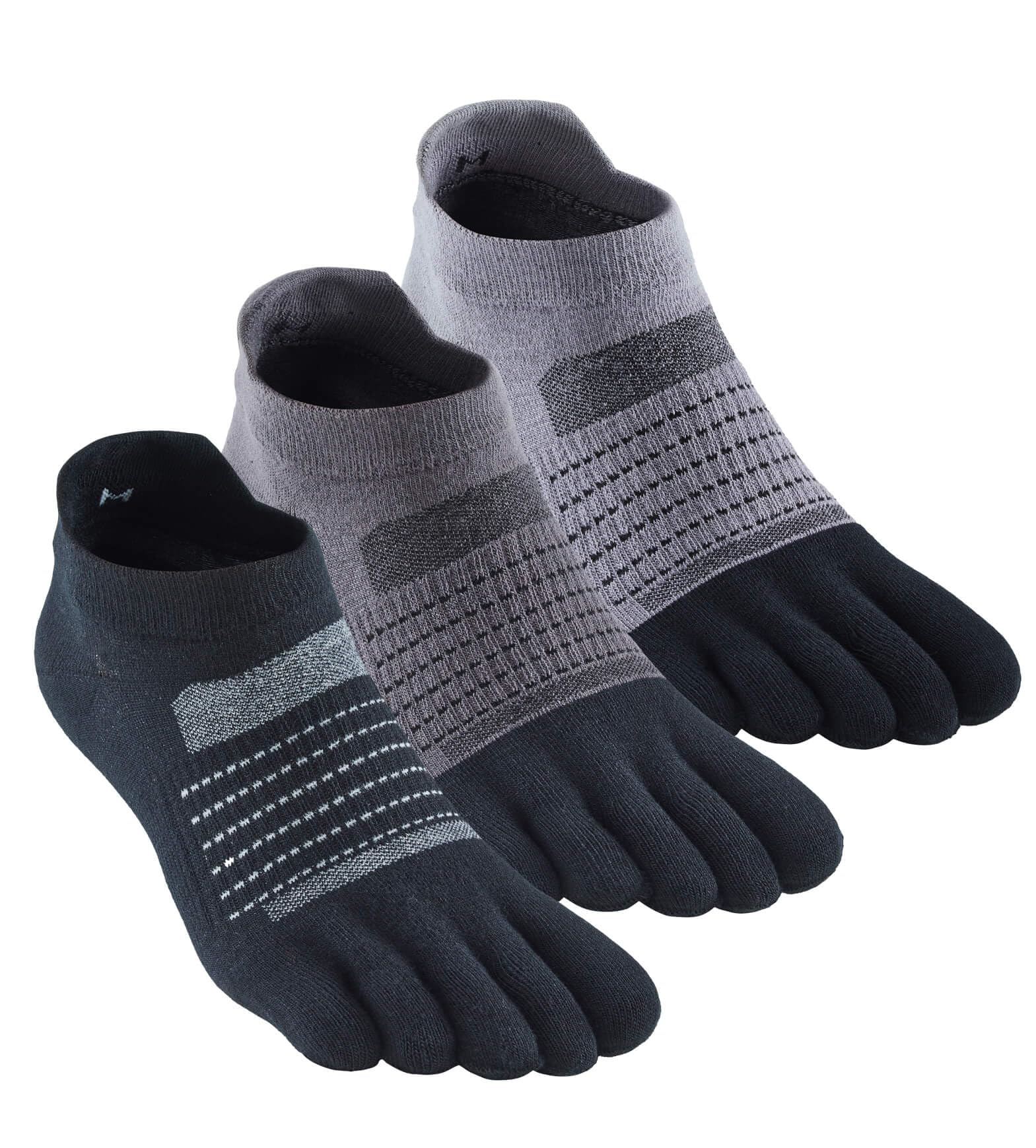 UBUMOToe Socks for Men and Women Coolmax Five Finger No Show Athletic Running High Performance Lightweight 3 Pairs