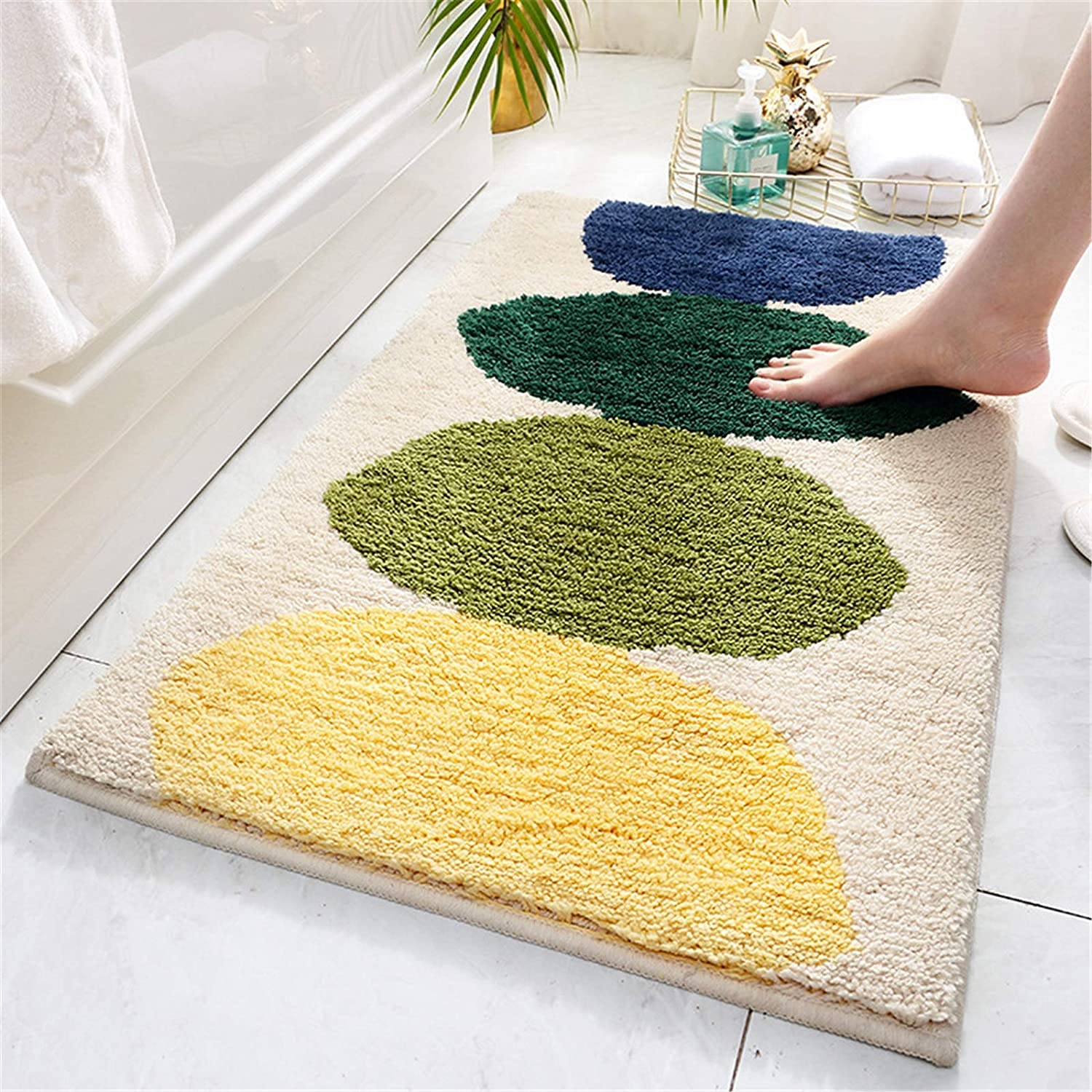 PAASHE Tappeti da Bagno Moderni Antiscivolo Stile Tappeto da Bagno Stile Tribale tappeti a Microfibra per Vasca Doccia per Bagno Vasca da Bagno Kichen (Color : Green, Size : Small)