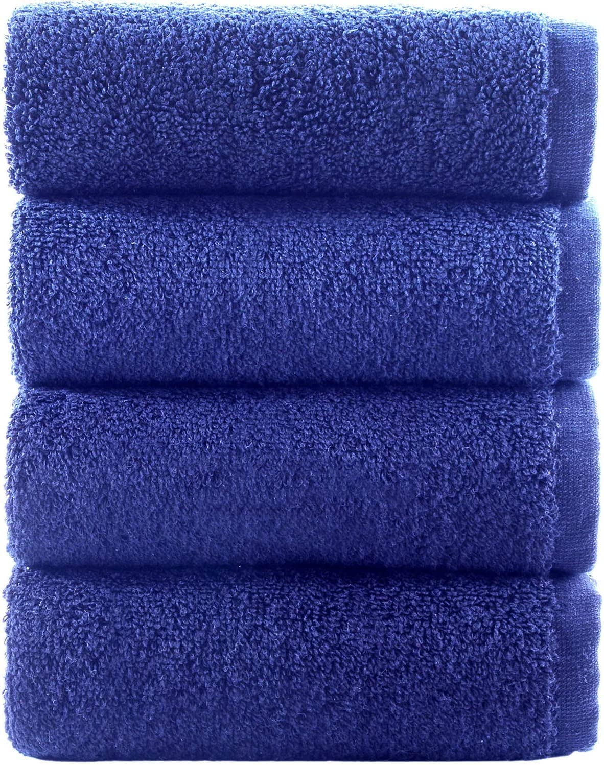 4 X Face Cloths -500 GSM- Premium Egyptian Cotton Flannel Wash Cloth Fingertip Towel Set for Gym, Spa (Royal Blue, Cotton)
