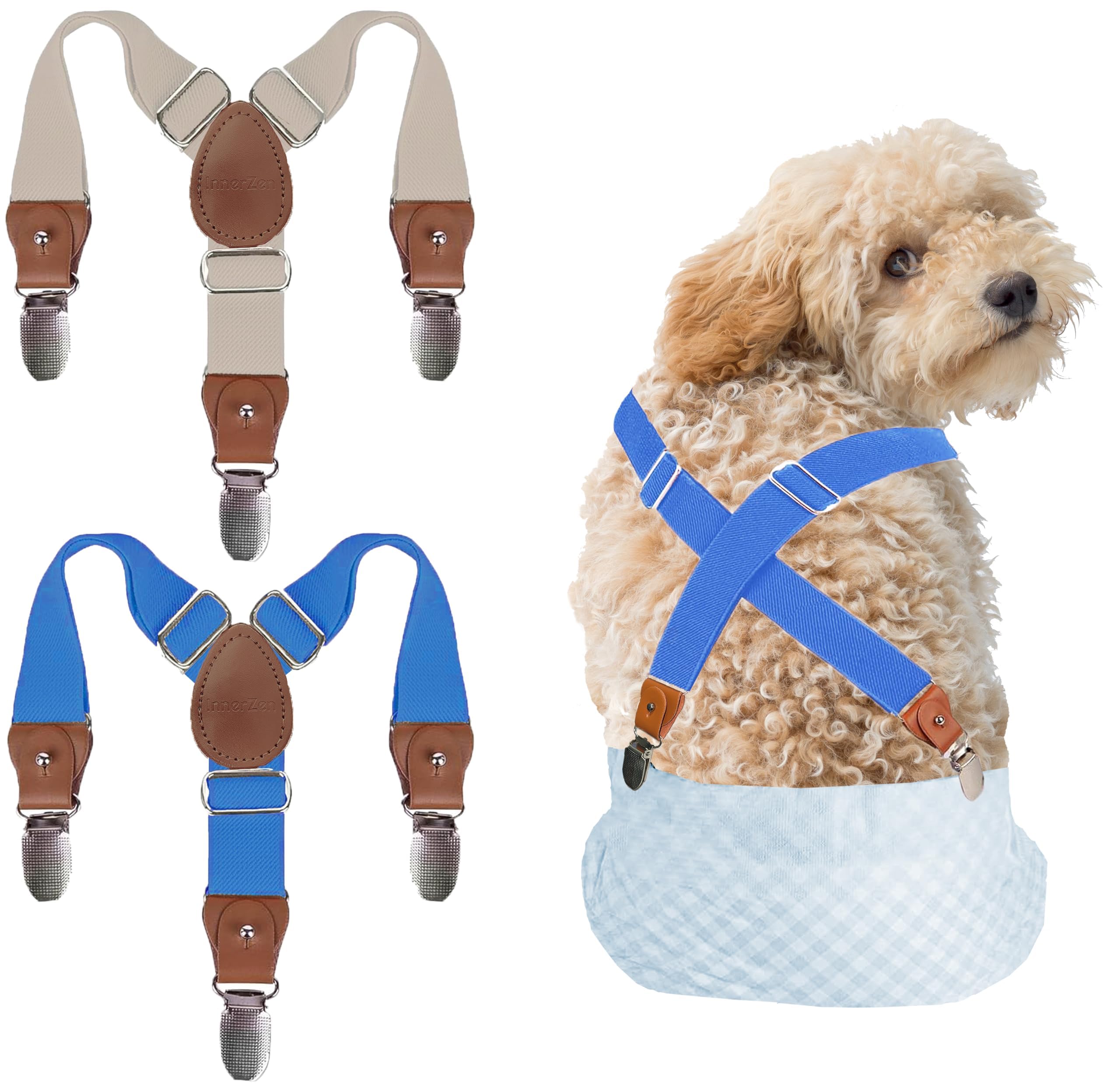 Photo 1 of 2 Pieces Dog Diaper Suspenders Escape Proof, Adjustable Belly Band