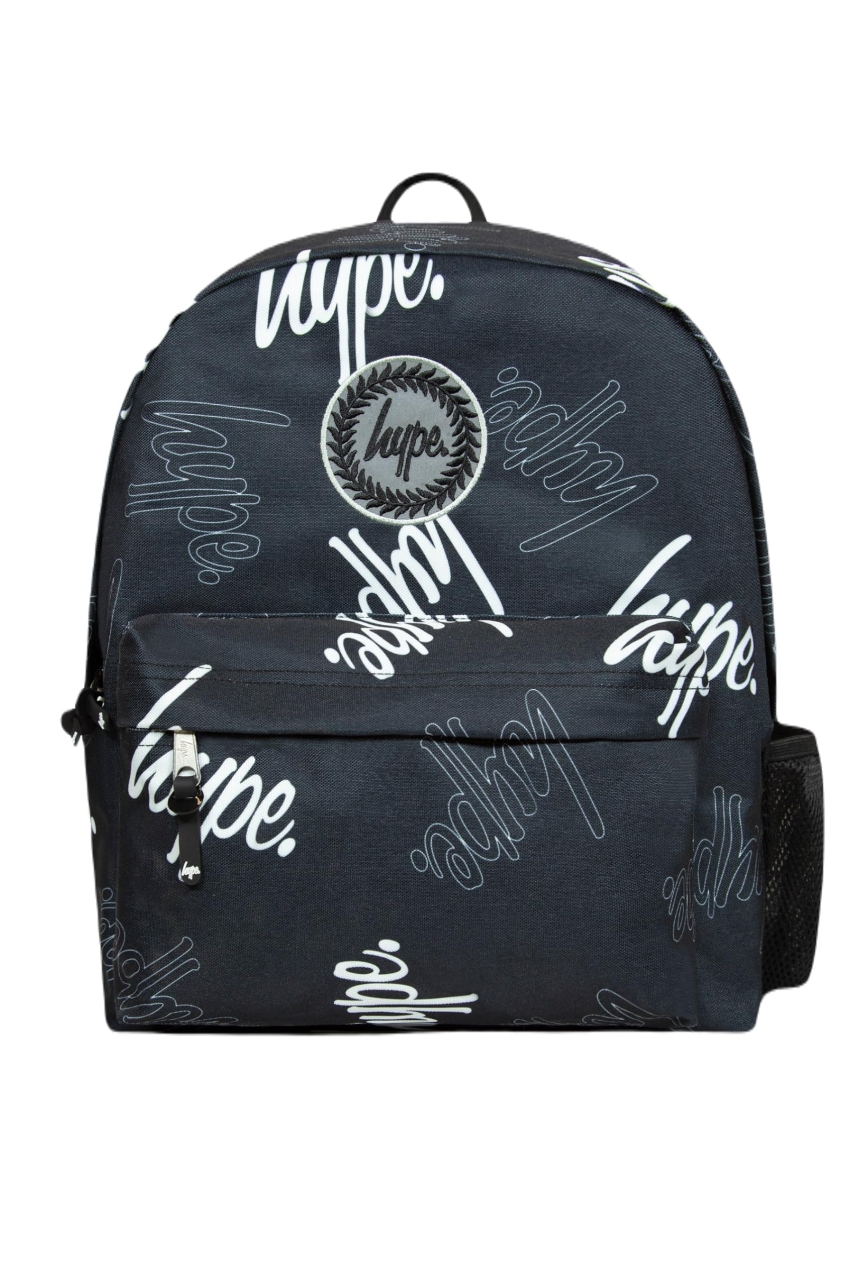 Hype Unisex's Multi Script Badge Backpacks, Black, One Size