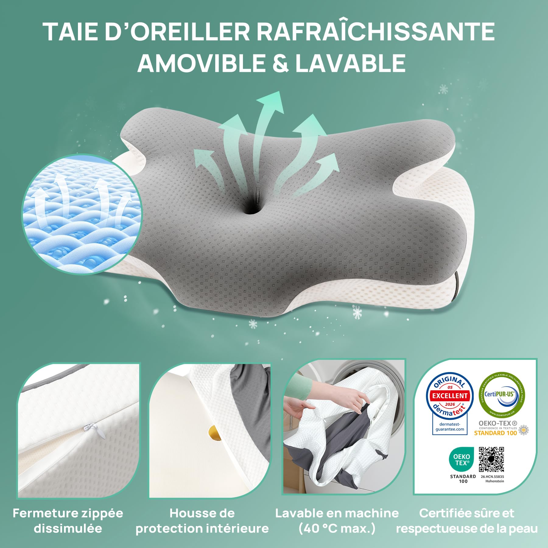 MULISOFT Oreiller Ergonomique Cervical Oreiller Papillon à Mémoire de Forme