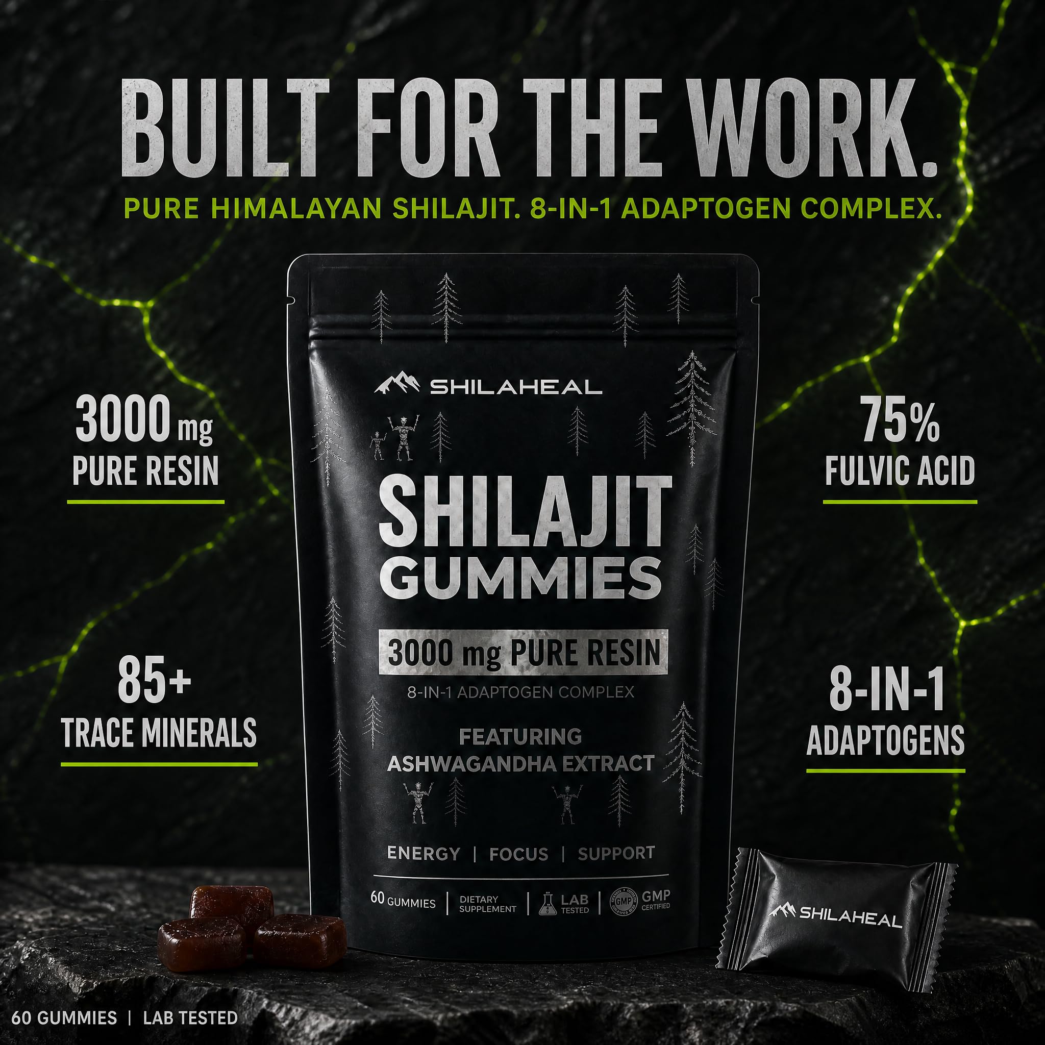 Shilajit Natural Himalayan Shilajit Gummies for Men & Women, High Fulvic Acid, Energy & Stamina, Immune Support, 85+ Trace Minerals, Lab Tested 100% Organic Berry, 60 Gummies — Amazon image 7