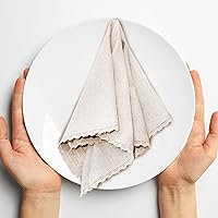 Vista 9 de Paquete de 12 servilletas de lino de algodón de 18 x 18 pulgadas, servilletas decorativas lisas, suaves, absorbentes, cómodas, ideales para eventos