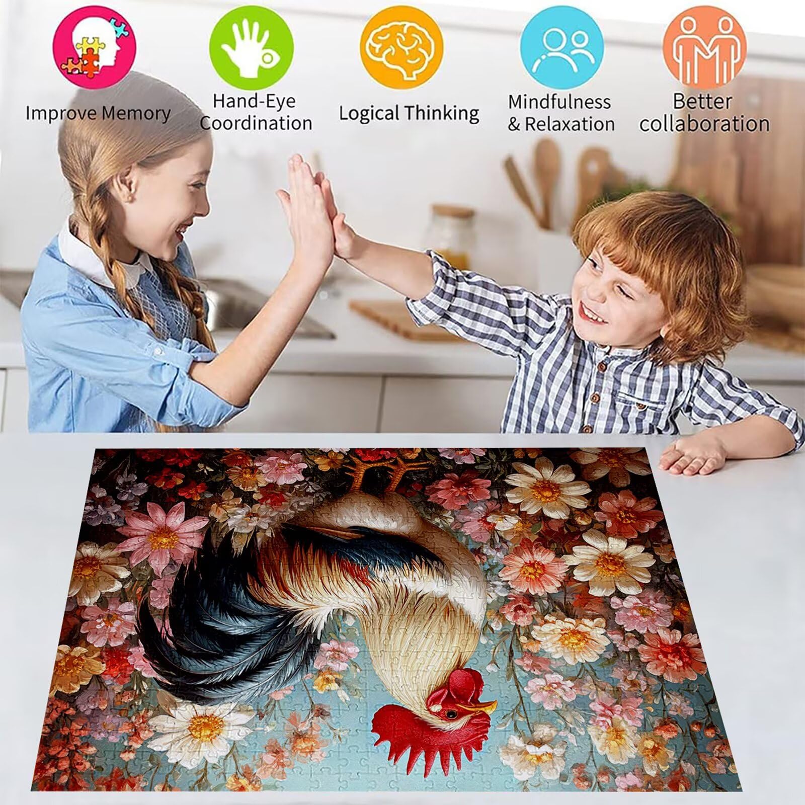 Puzzle 3000 elementów kwiaty puzzle dla dorosłych kurczak 122 x 81 cm Unikalne rzemiosło klasyczne 3D drewniane układanki do rodzinnych gier aktywnych, układanka do samodzielnego wykonania nawet do