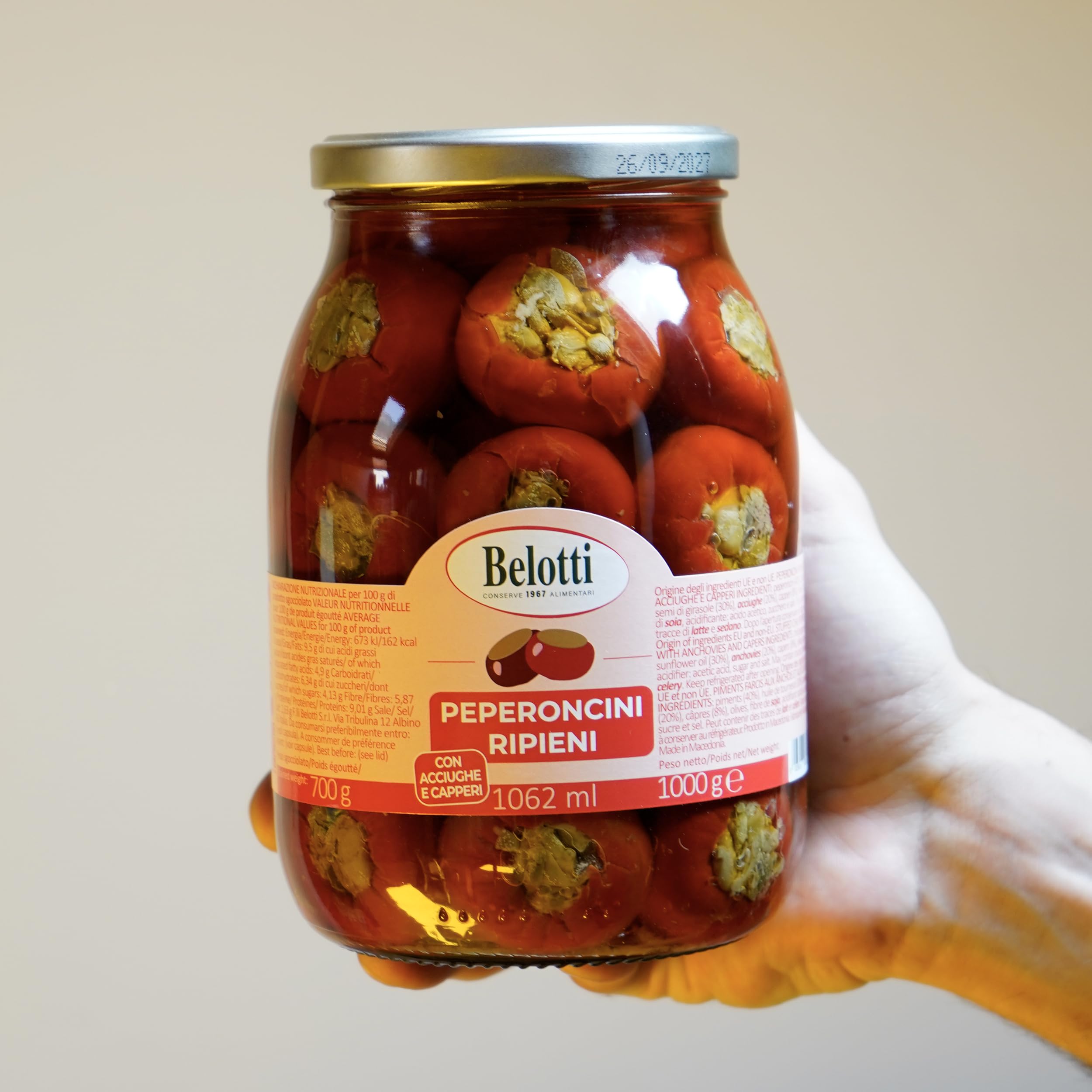 Peperoncini Ripieni con Acciughe e Capperi 1062 ml - Barattolo da 1000 g