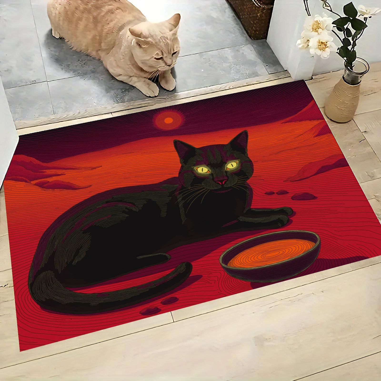 Paillasson lavable en machine style désert fantastique rouge 50x80 cm