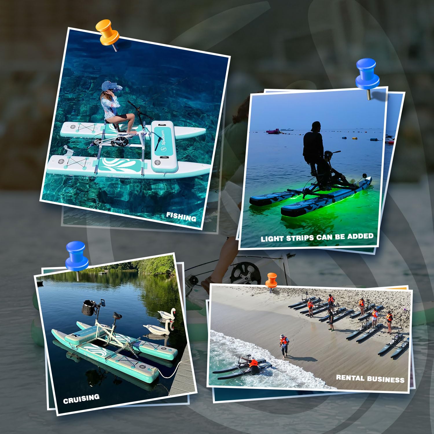 Spatium SUP Water Bike per Lago Gonfiabile Pedale Barca per Singolo Gonfiabile Bici D'acqua Paddle Board Pesca Kayak Acqua Galleggiante Acqua Bicicletta Il Divertimento di Acqua e Pesca+Mat
