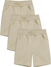 Resinta 3 Pack Girls School Uniform Bermuda Shorts Pull-on Cotton Chino Elastic Waist Soft Play Shorts with Pockets 5-13Y