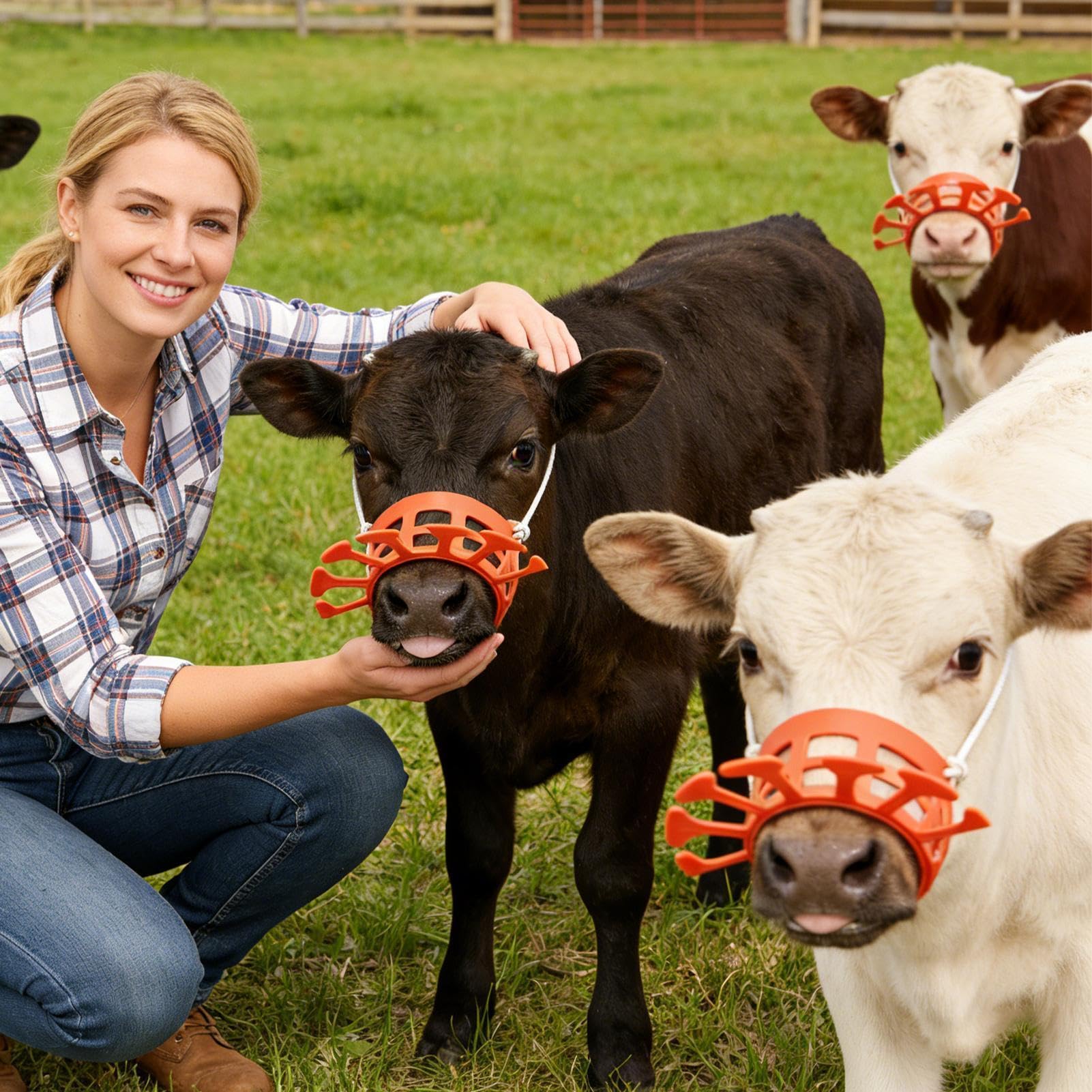 Svezzatore per Vitello Attrezzatura Anti-Suzione Riutilizzabile Traspirante | Clip Nasale per lo Svezzamento Bovini Transizione Feedlot Stagione di Parto Primaverile Agricoltori e Professionisti