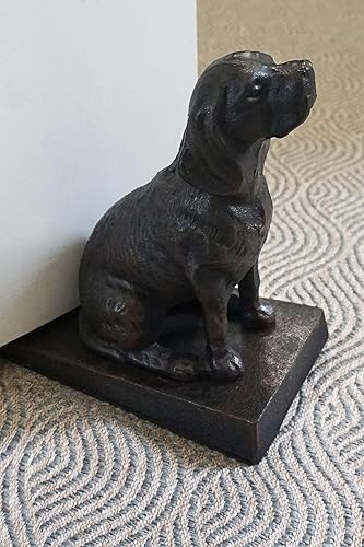 Vista 8 de Lulu Decor, Tope de puerta de perro de hierro fundido, topes de puerta de peso 5 libras (negro)