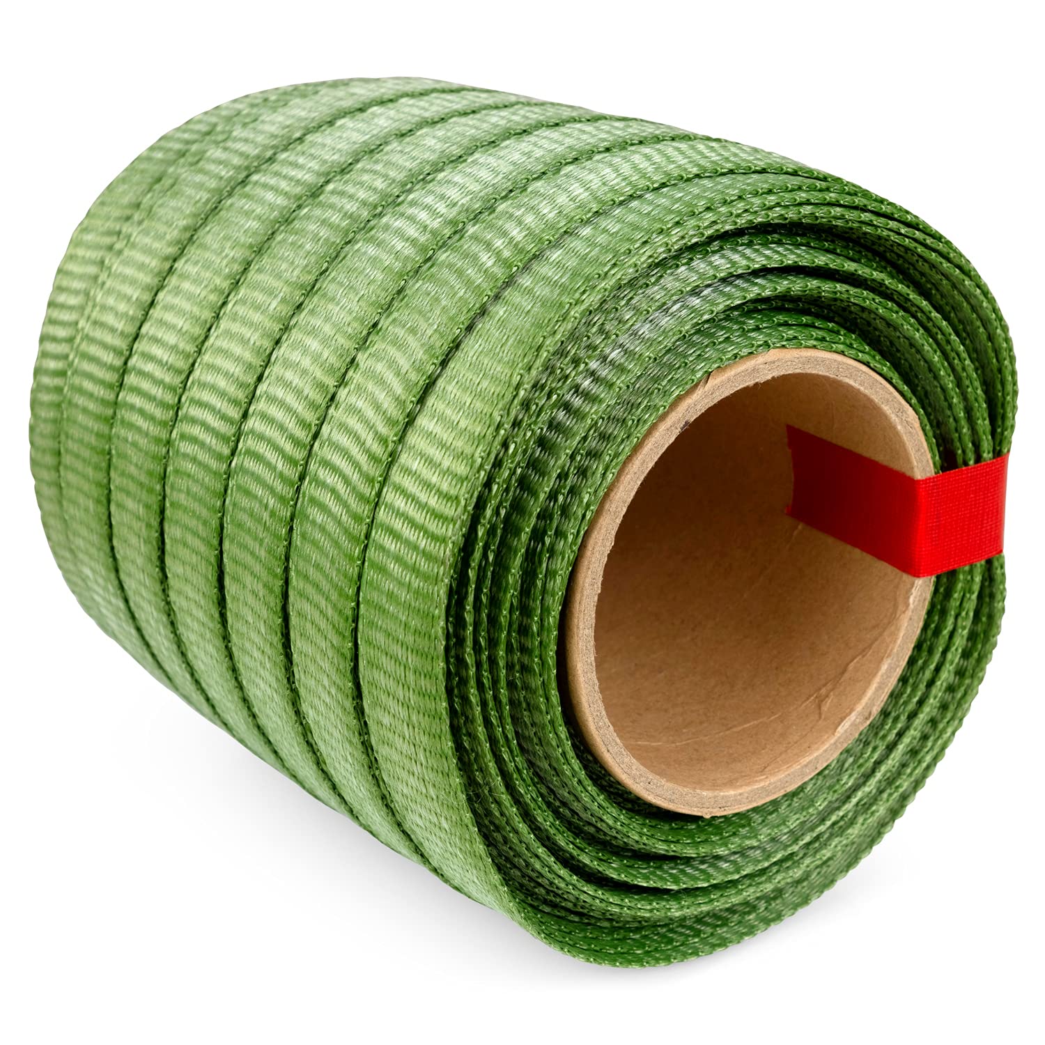 Green Mule Tape 3/4" x 250', 1800 lbs Break Strength - Heavy Duty UV- & Moisture-Resistant Pull Tape - Unmarked Woven Polyester Webbing Flat Rope for Pulling Wires, Camping, Home Use by IDL Packaging